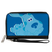 PU Zip Around Wallet Rectangle - Blue's Clues Blue Full Body Smiling Pose Blues Clutch Zip Around Wallets Blue's Clues