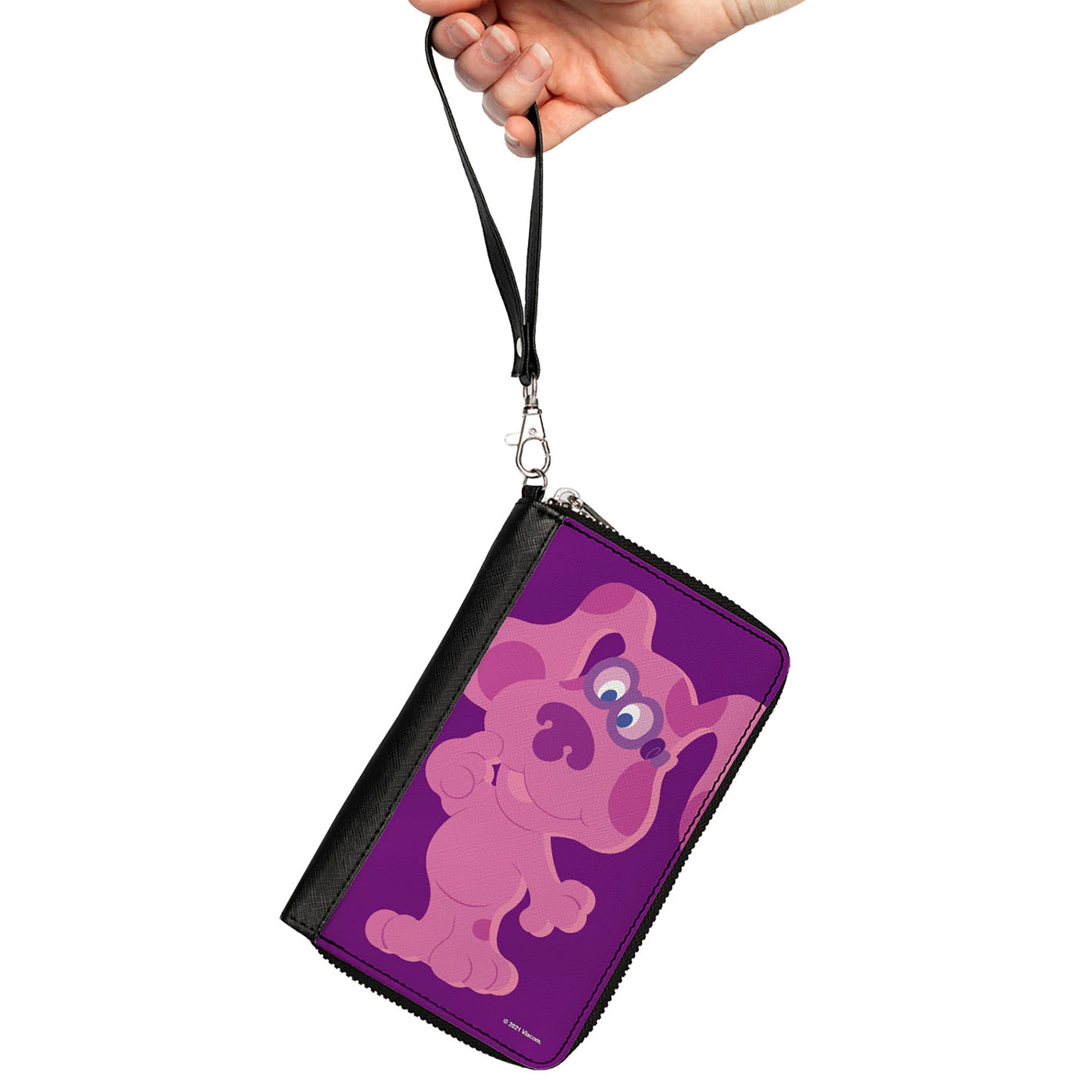PU Zip Around Wallet Rectangle - Blue's Clues Magenta Full Body Smiling Pose Pinks Clutch Zip Around Wallets Blue's Clues