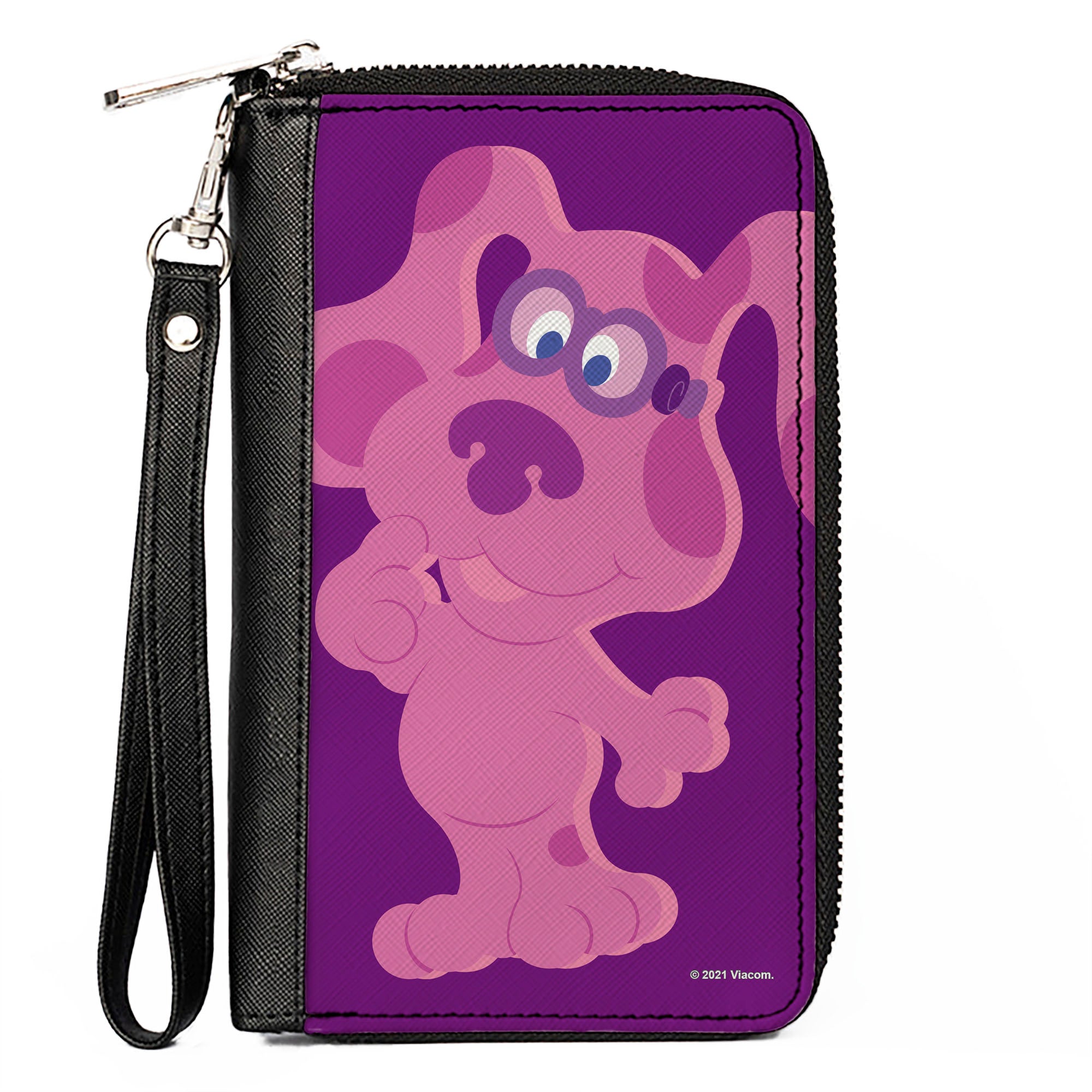 PU Zip Around Wallet Rectangle - Blue's Clues Magenta Full Body Smiling Pose Pinks Clutch Zip Around Wallets Blue's Clues