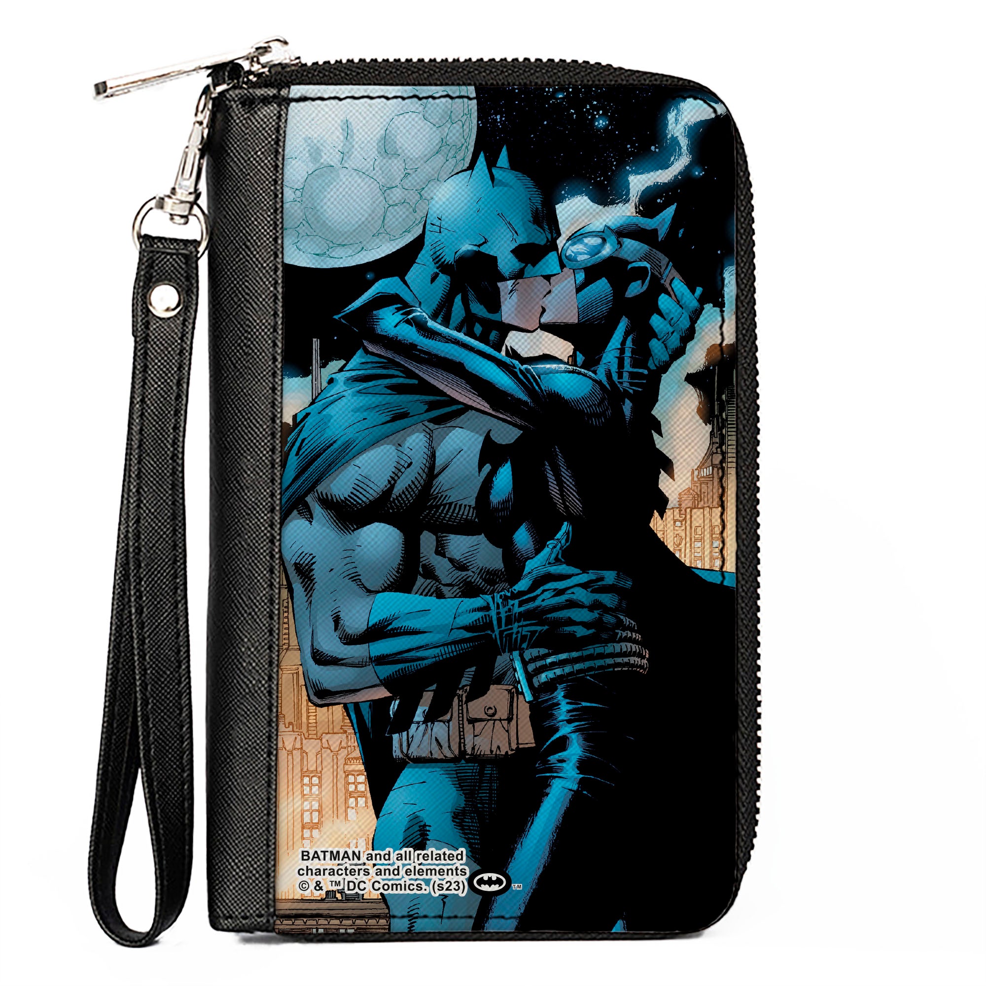 PU Zip Around Wallet Rectangle - Batman Hush Kissing Catwoman Comic Book Scene Clutch Zip Around Wallets DC Comics   