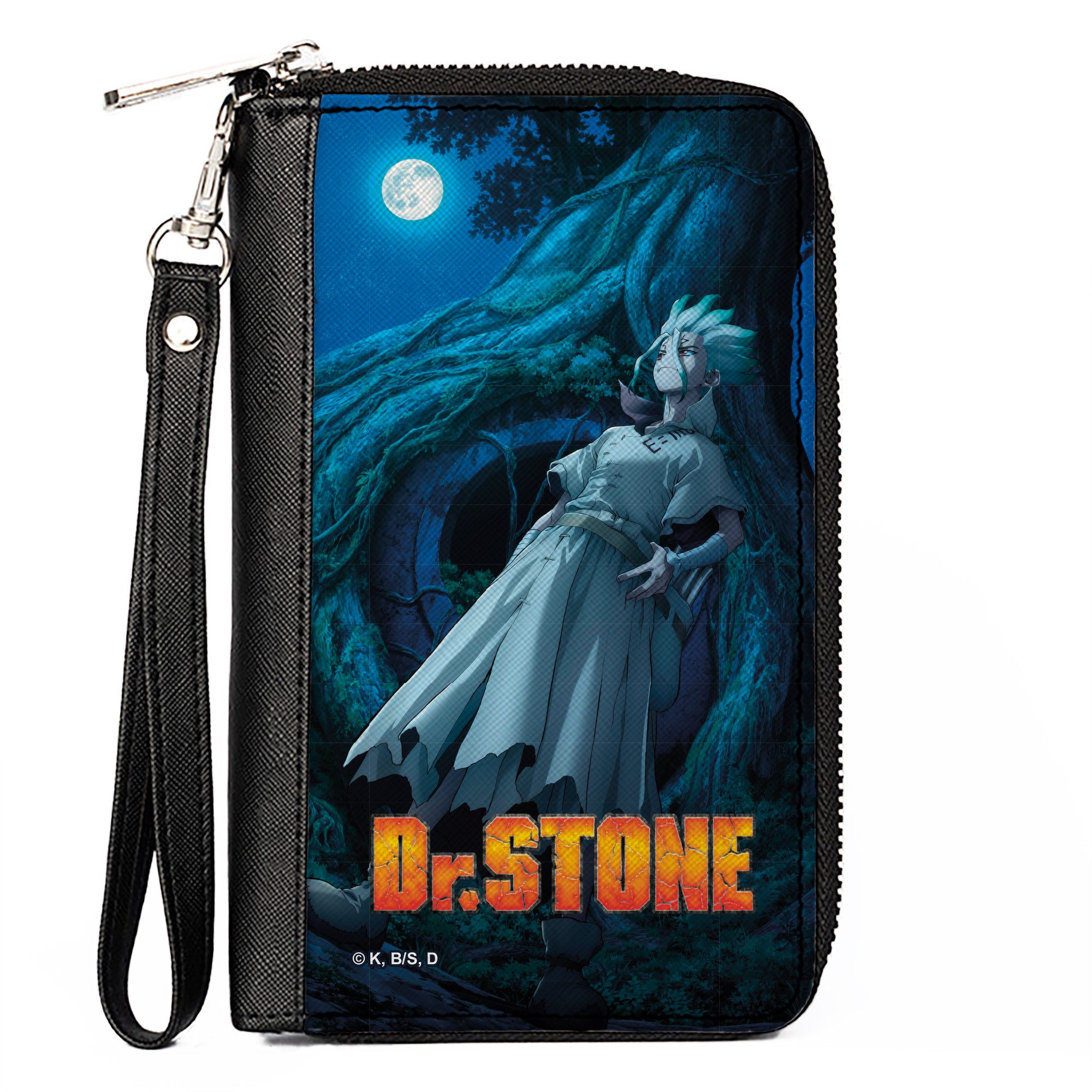 PU Zip Around Wallet Rectangle - DR. STONE Senku Ishigami Full Moon Tree Pose and Title Logo Blues Clutch Zip Around Wallets Crunchyroll