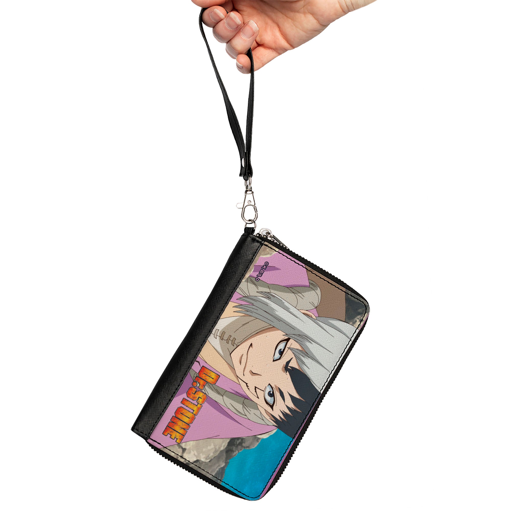 PU Zip Around Wallet Rectangle - DR. STONE Gen Asagiri Hiking Pose and Title Logo Clutch Zip Around Wallets Crunchyroll