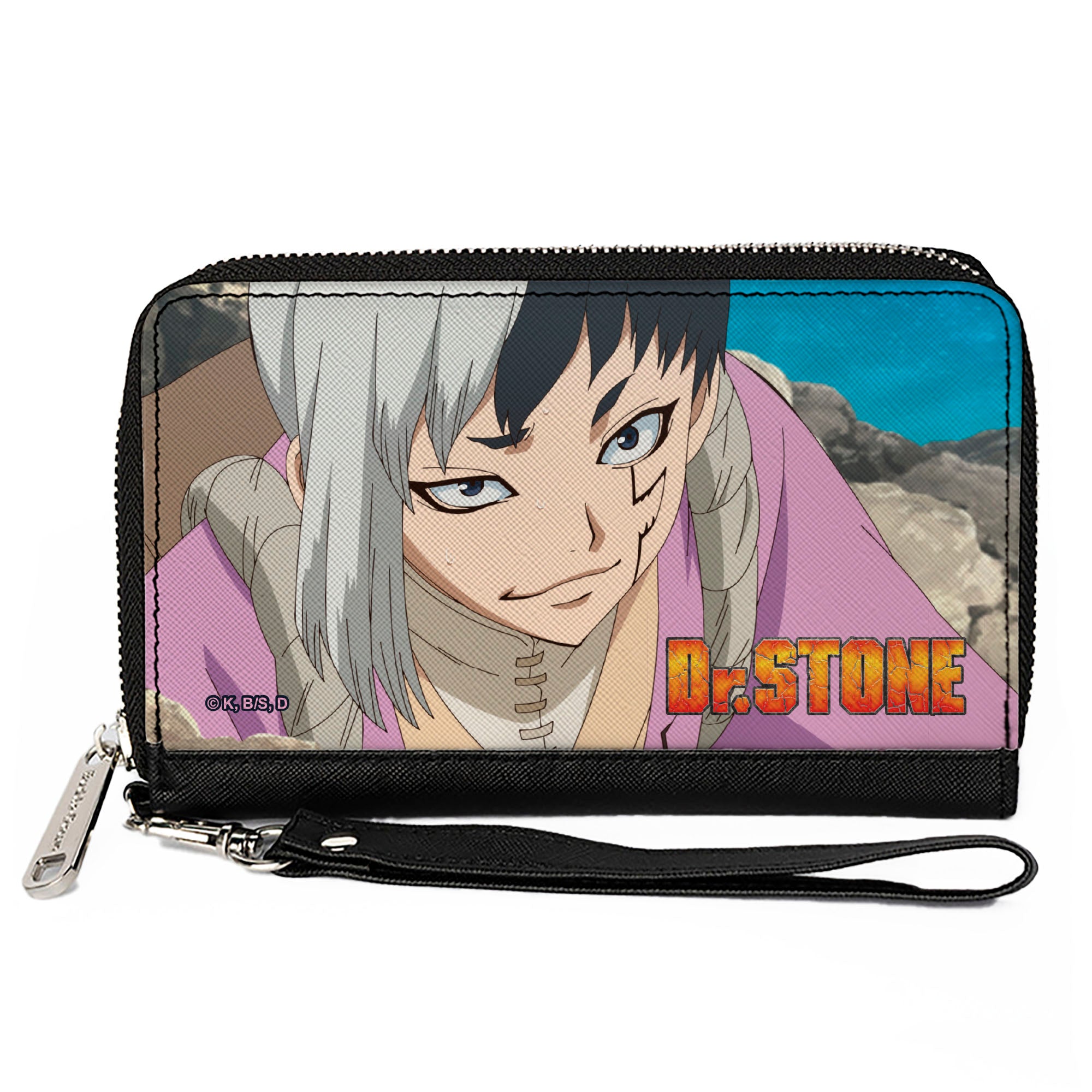 PU Zip Around Wallet Rectangle - DR. STONE Gen Asagiri Hiking Pose and Title Logo Clutch Zip Around Wallets Crunchyroll