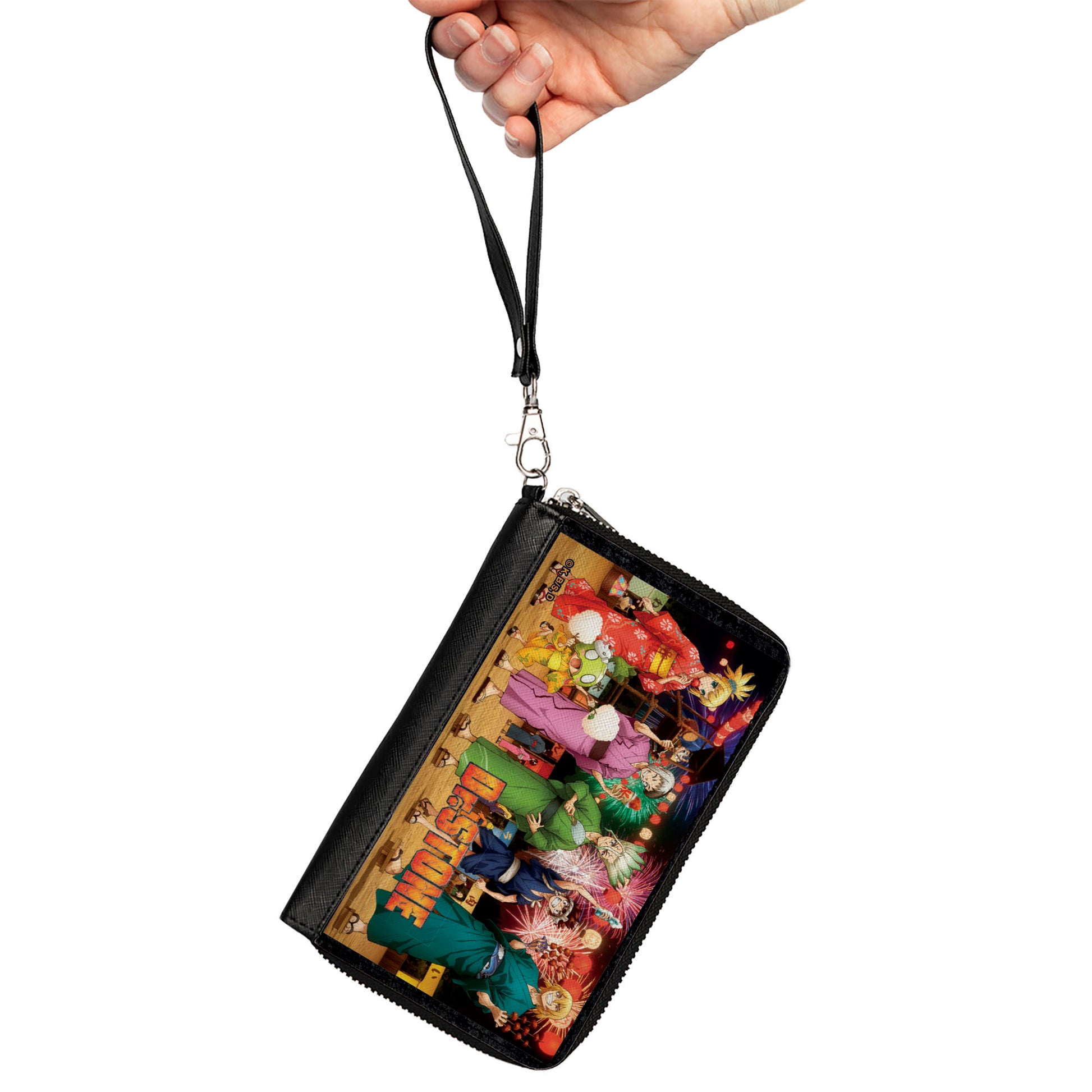 PU Zip Around Wallet Rectangle - DR. STONE Six Character Festival Pose and Title Logo Clutch Zip Around Wallets Dr. Stone
