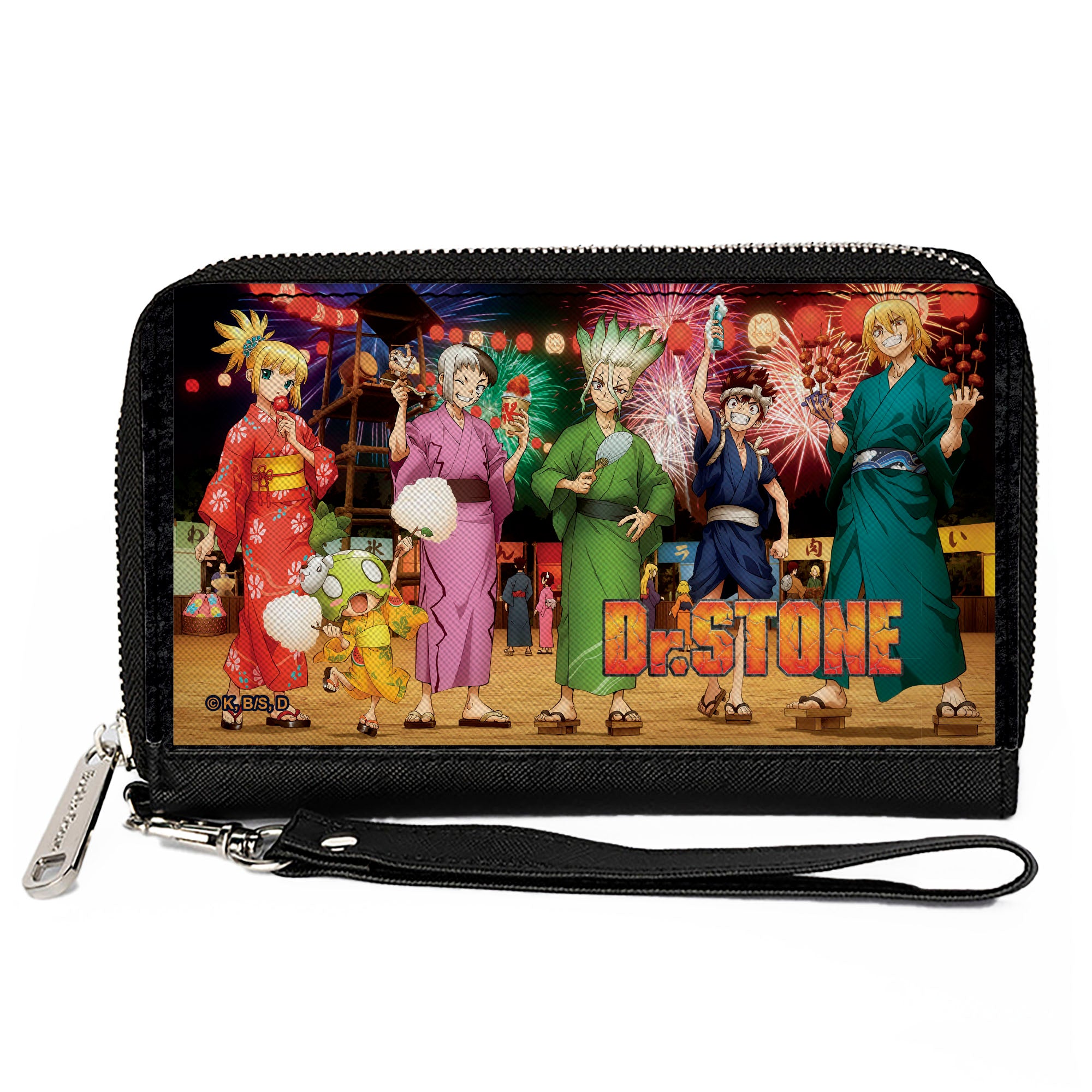PU Zip Around Wallet Rectangle - DR. STONE Six Character Festival Pose and Title Logo Clutch Zip Around Wallets Crunchyroll