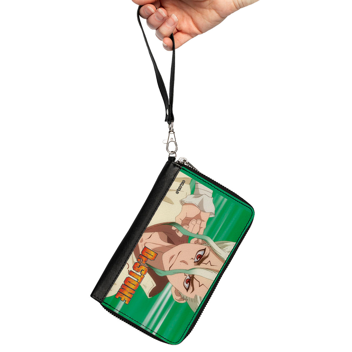 PU Zip Around Wallet Rectangle - DR. STONE Senku Ishigami New Ear Tap Pose and Title Logo Clutch Zip Around Wallets Dr. Stone