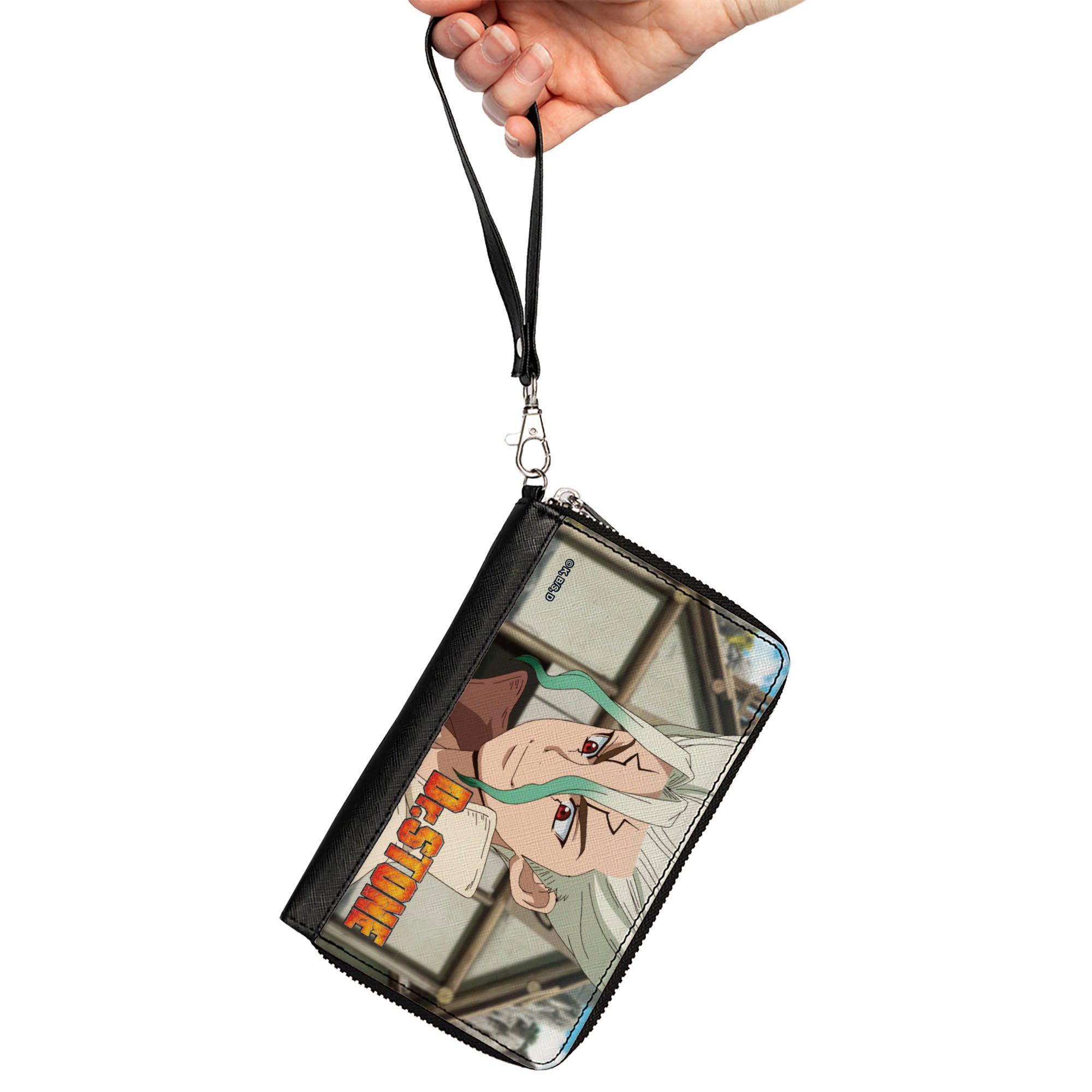 PU Zip Around Wallet Rectangle - DR. STONE Senku Ishigami Eyes of Science Pose and Title Logo Clutch Zip Around Wallets Crunchyroll