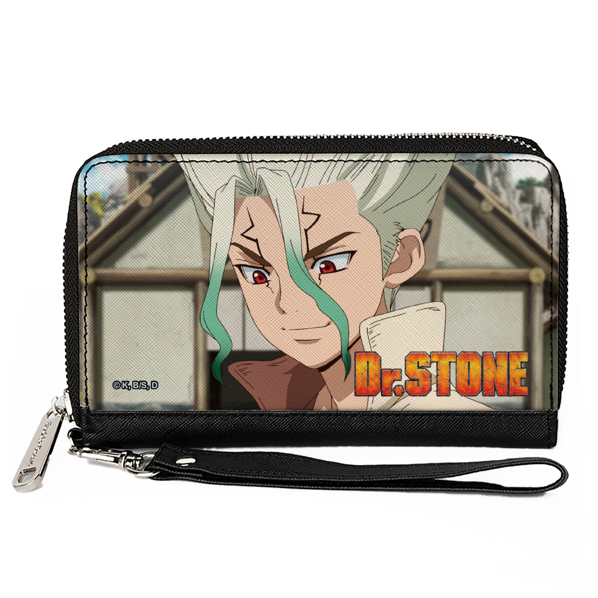 PU Zip Around Wallet Rectangle - DR. STONE Senku Ishigami Eyes of Science Pose and Title Logo Clutch Zip Around Wallets Crunchyroll