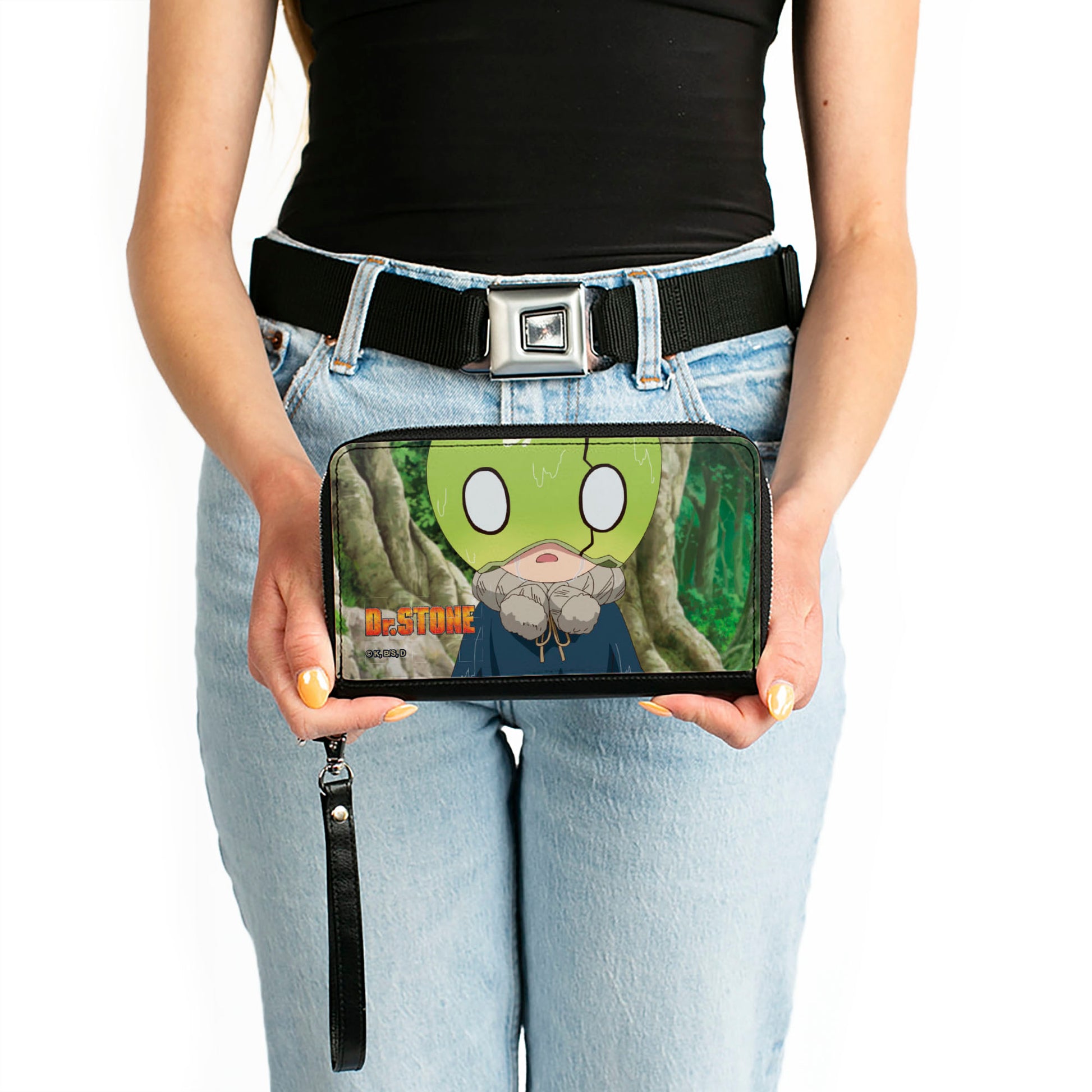 PU Zip Around Wallet Rectangle - DR. STONE Suika Forest Pose and Title Logo Clutch Zip Around Wallets Dr. Stone
