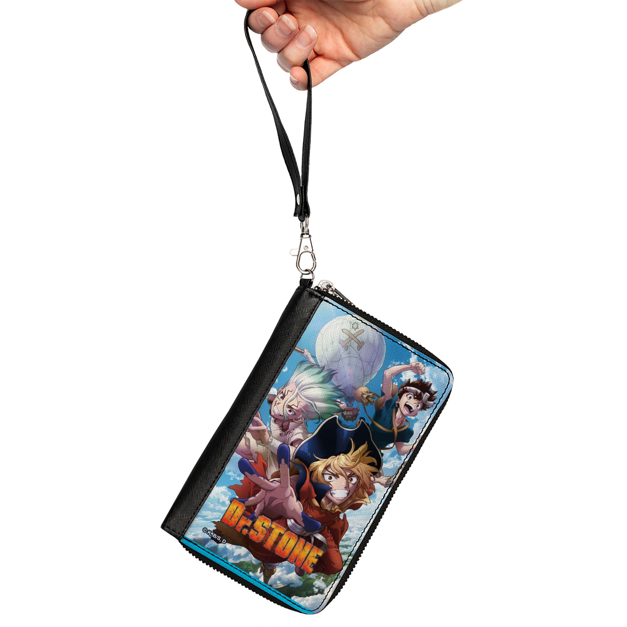 PU Zip Around Wallet Rectangle - DR. STONE Three Character Group Pose and Title Logo Clutch Zip Around Wallets Crunchyroll