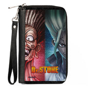 PU Zip Around Wallet Rectangle - DR. STONE Ibara Senku Split Pose and Title Logo Reds/Blues Clutch Zip Around Wallets Dr. Stone