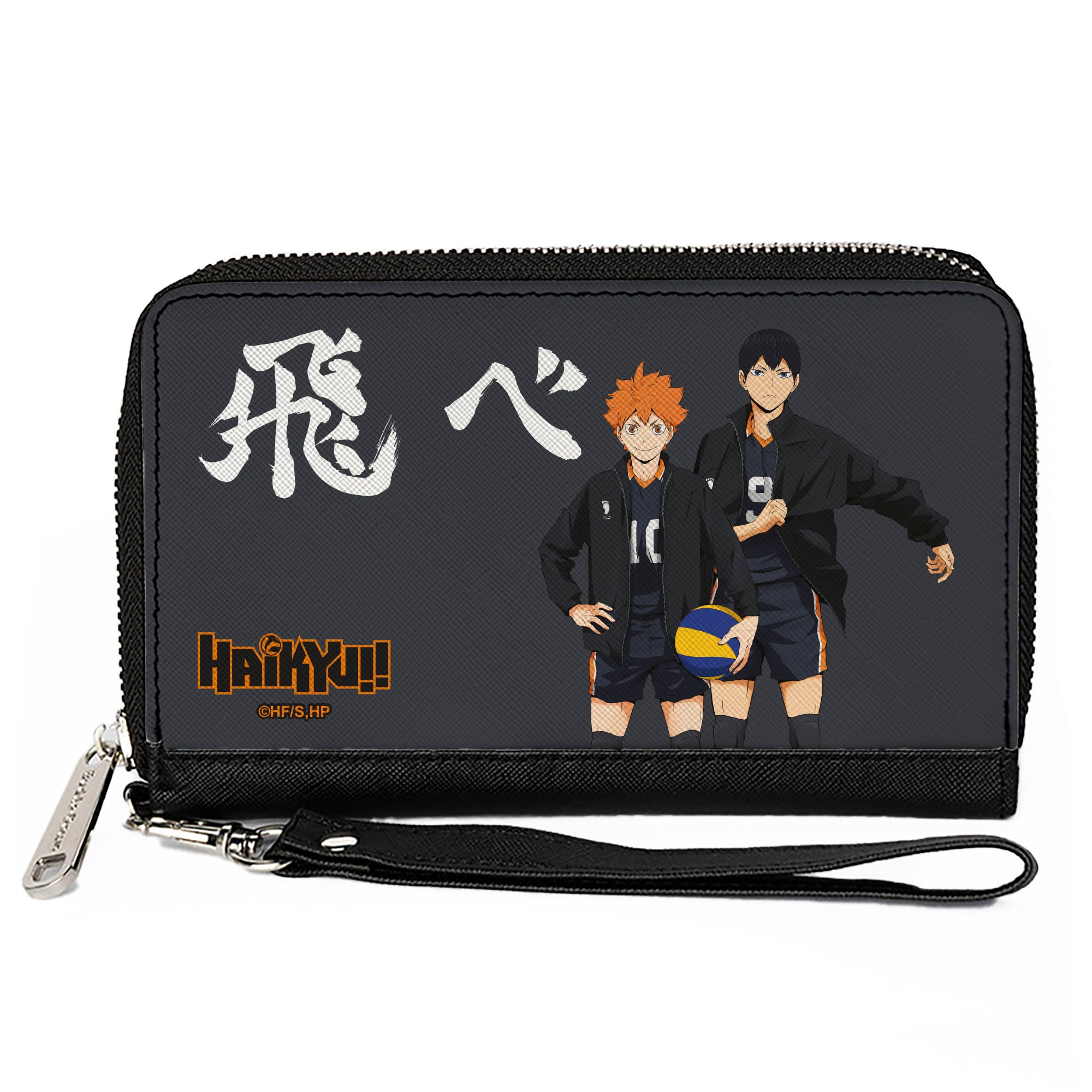 PU Zip Around Wallet Rectangle - HAIKYU Karasuno High Hinata and Kageyama Pose Black Clutch Zip Around Wallets Crunchyroll