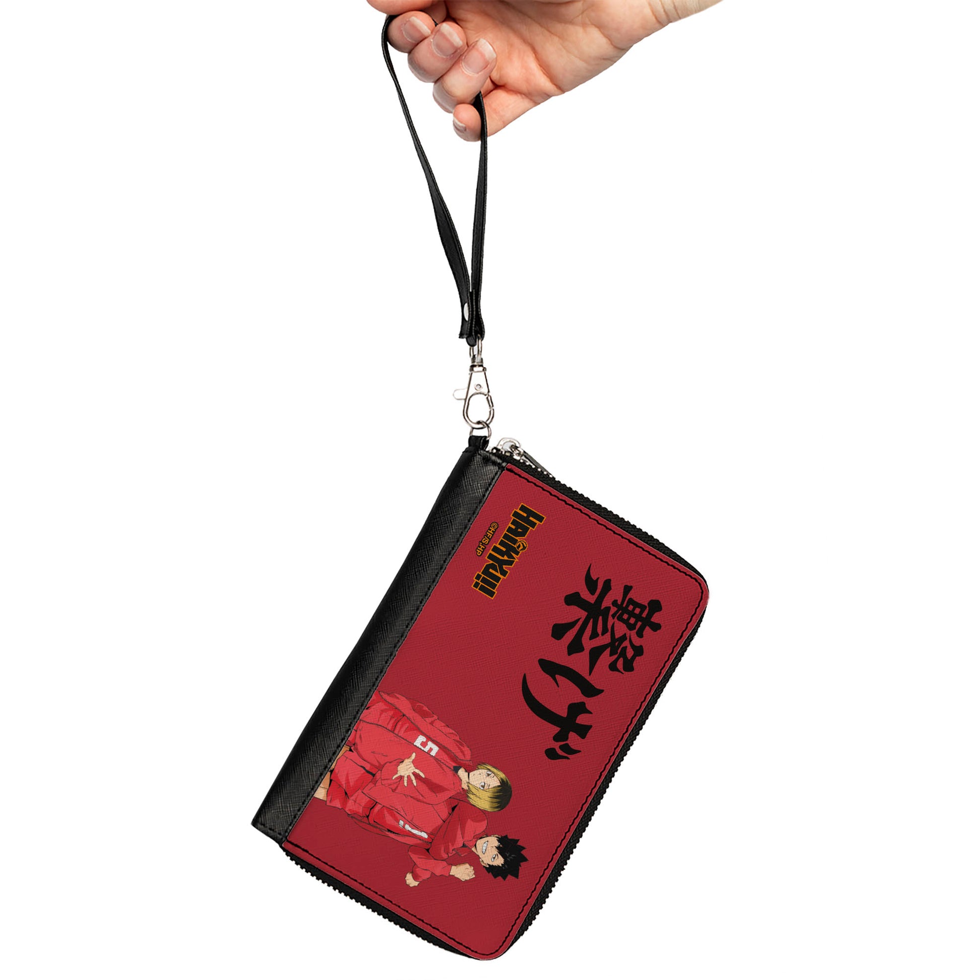 PU Zip Around Wallet Rectangle - HAIKYU Nekoma High School Kozume and Kuroo CONNECT Pose Red Clutch Zip Around Wallets Haikyu!!