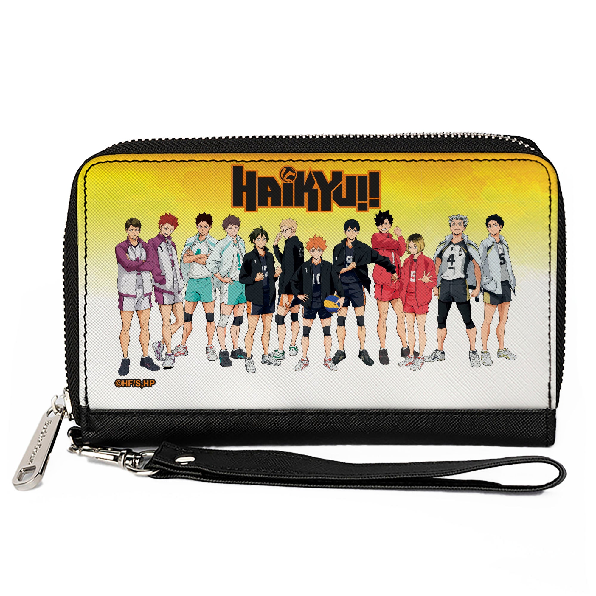 PU Zip Around Wallet Rectangle - HAIKYU Six Volleyball Team Player Pairs Line Up Yellows Clutch Zip Around Wallets Haikyu!!