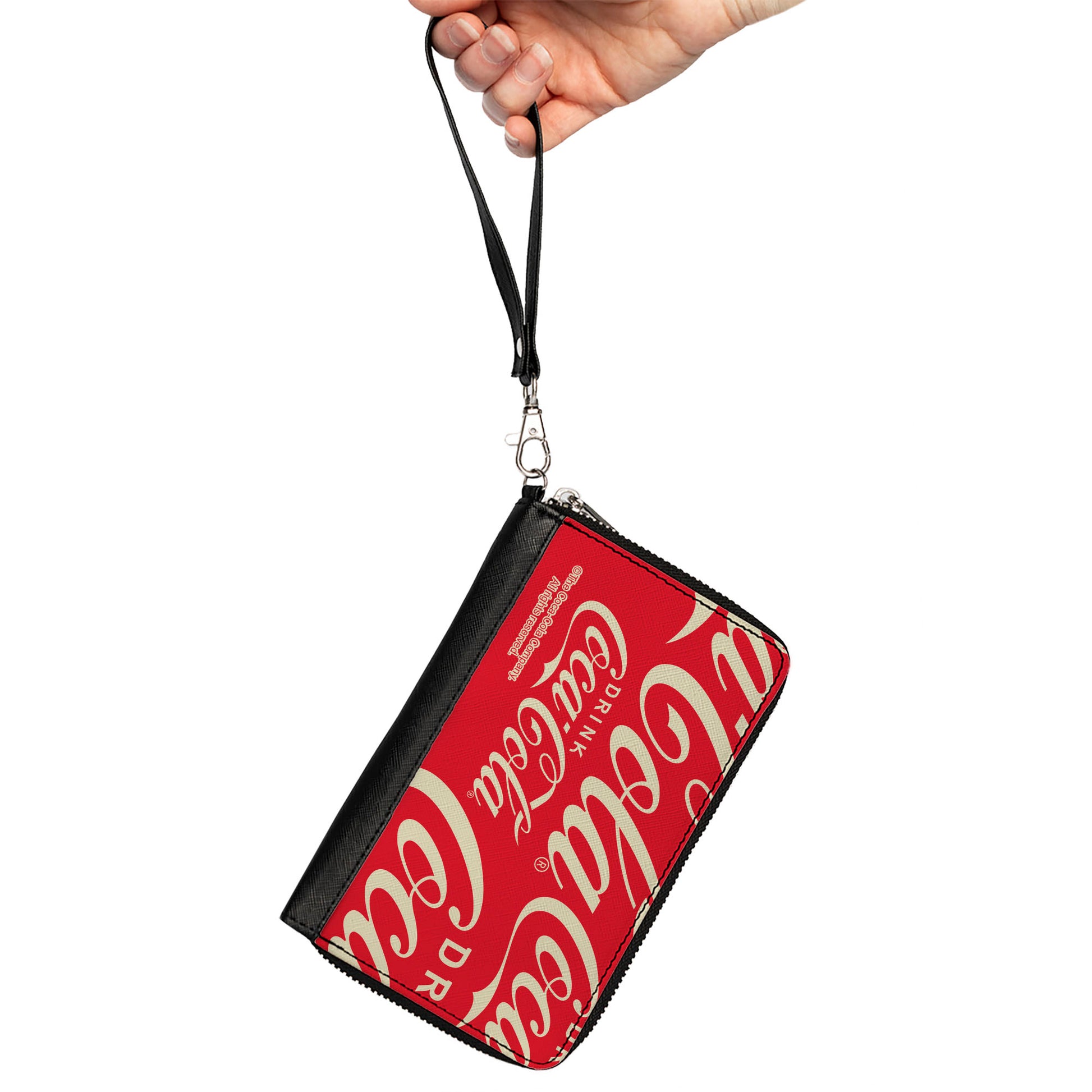 PU Zip Around Wallet Rectangle - DRINK COCA-COLA Close-Up Red/White Clutch Zip Around Wallets Coca-Cola