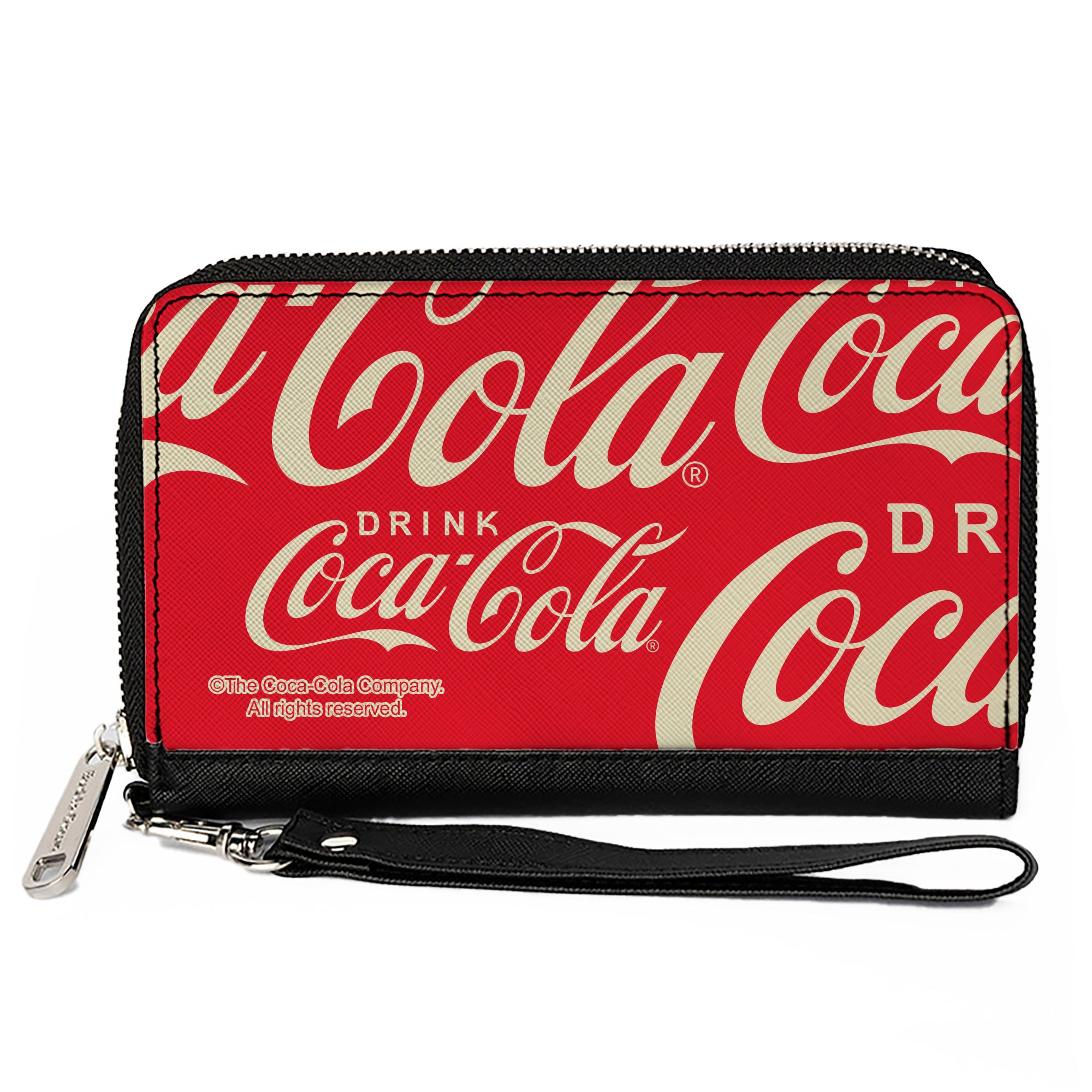 PU Zip Around Wallet Rectangle - DRINK COCA-COLA Close-Up Red/White Clutch Zip Around Wallets Coca-Cola