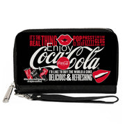 PU Zip Around Wallet Rectangle - Coca-Cola IT'S THE REAL THING Collage Black/Red/White Clutch Zip Around Wallets Coca-Cola