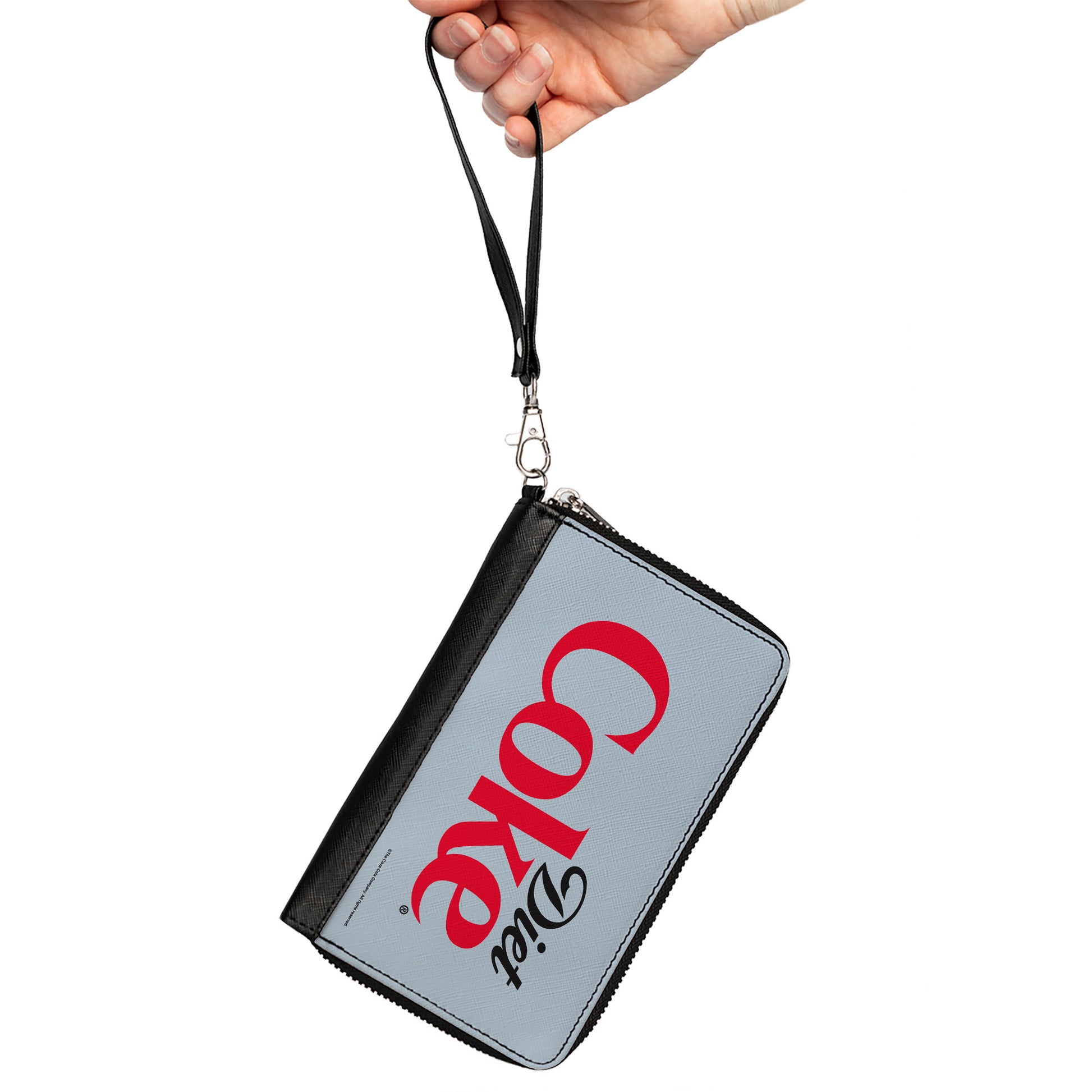 PU Zip Around Wallet Rectangle - DIET COKE Logo Centered Light Gray/Black/Red Clutch Zip Around Wallets Coca-Cola