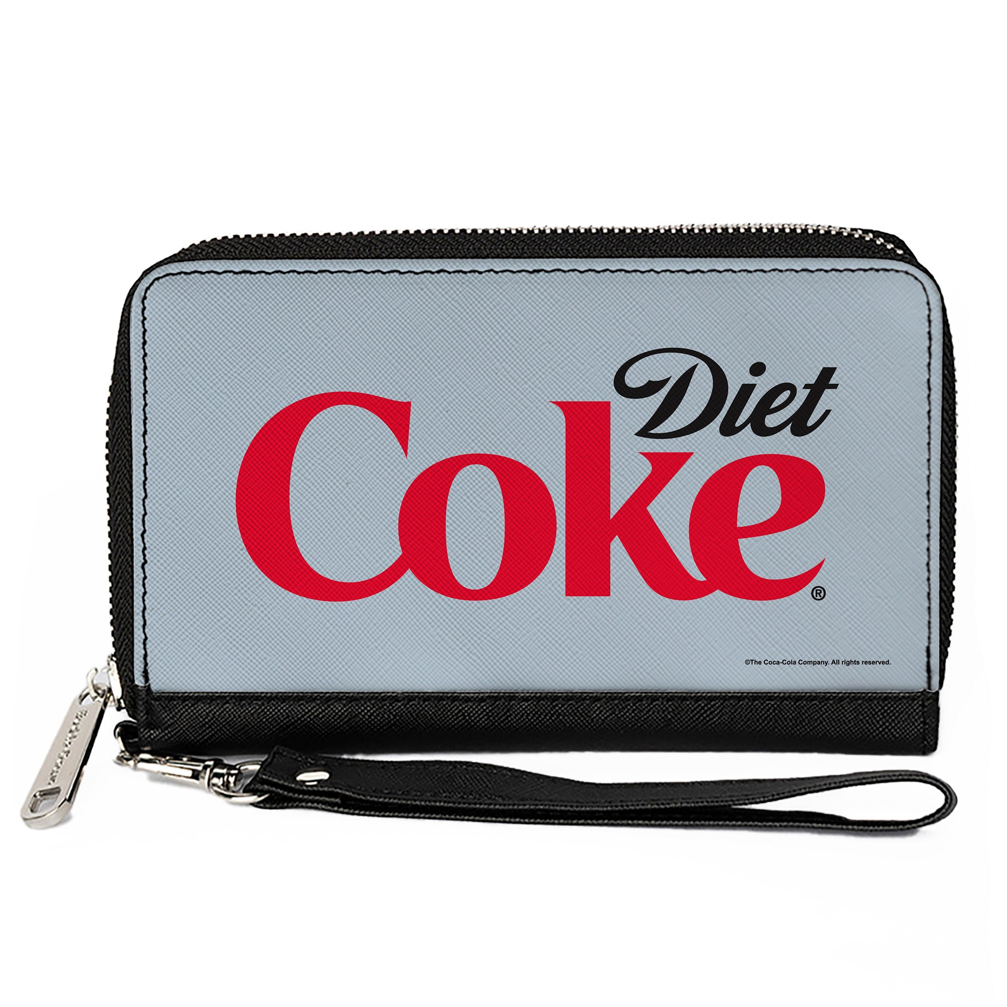 PU Zip Around Wallet Rectangle - DIET COKE Logo Centered Light Gray/Black/Red Clutch Zip Around Wallets Coca-Cola