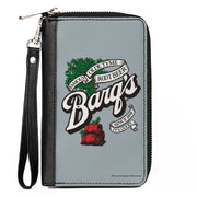 PU Zip Around Wallet Rectangle - BARQ'S OLD TYME ROOT BEER Barrels Logo Gray Clutch Zip Around Wallets Coca-Cola