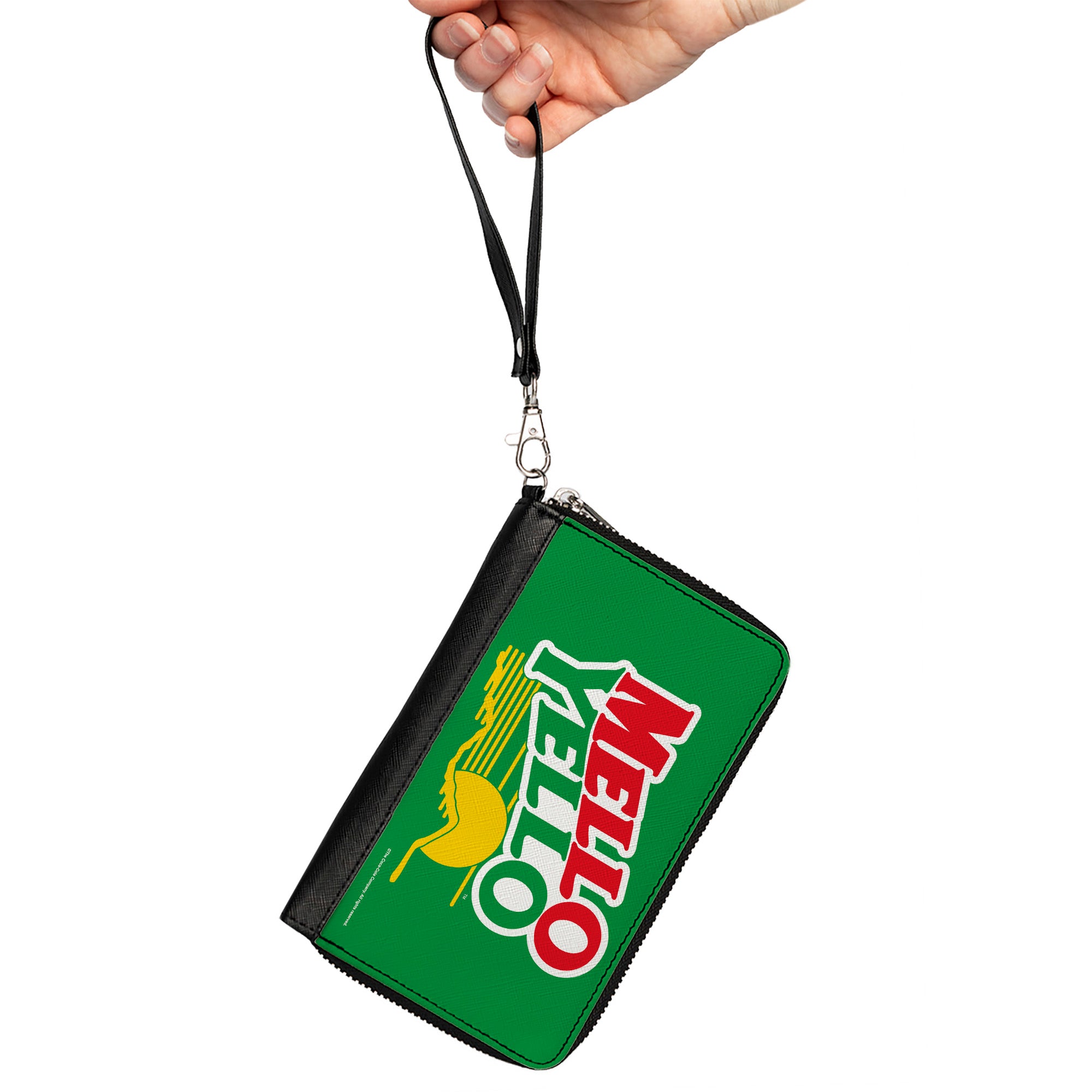 PU Zip Around Wallet Rectangle - MELLO YELLO Logo Green/White/Red/Yellow Clutch Zip Around Wallets Coca-Cola