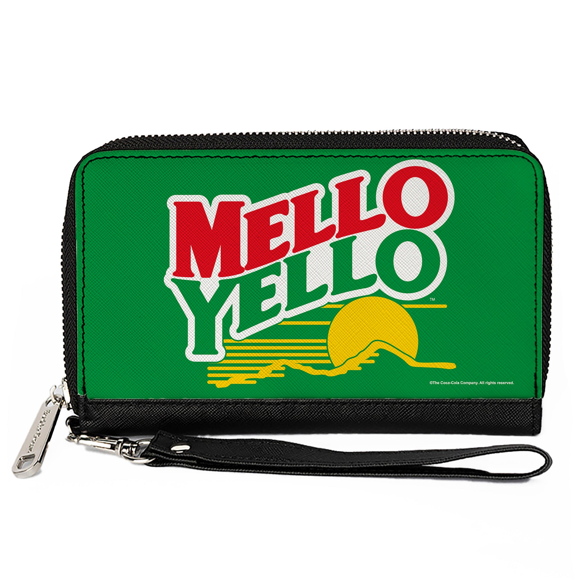 PU Zip Around Wallet Rectangle - MELLO YELLO Logo Green/White/Red/Yellow Clutch Zip Around Wallets Coca-Cola