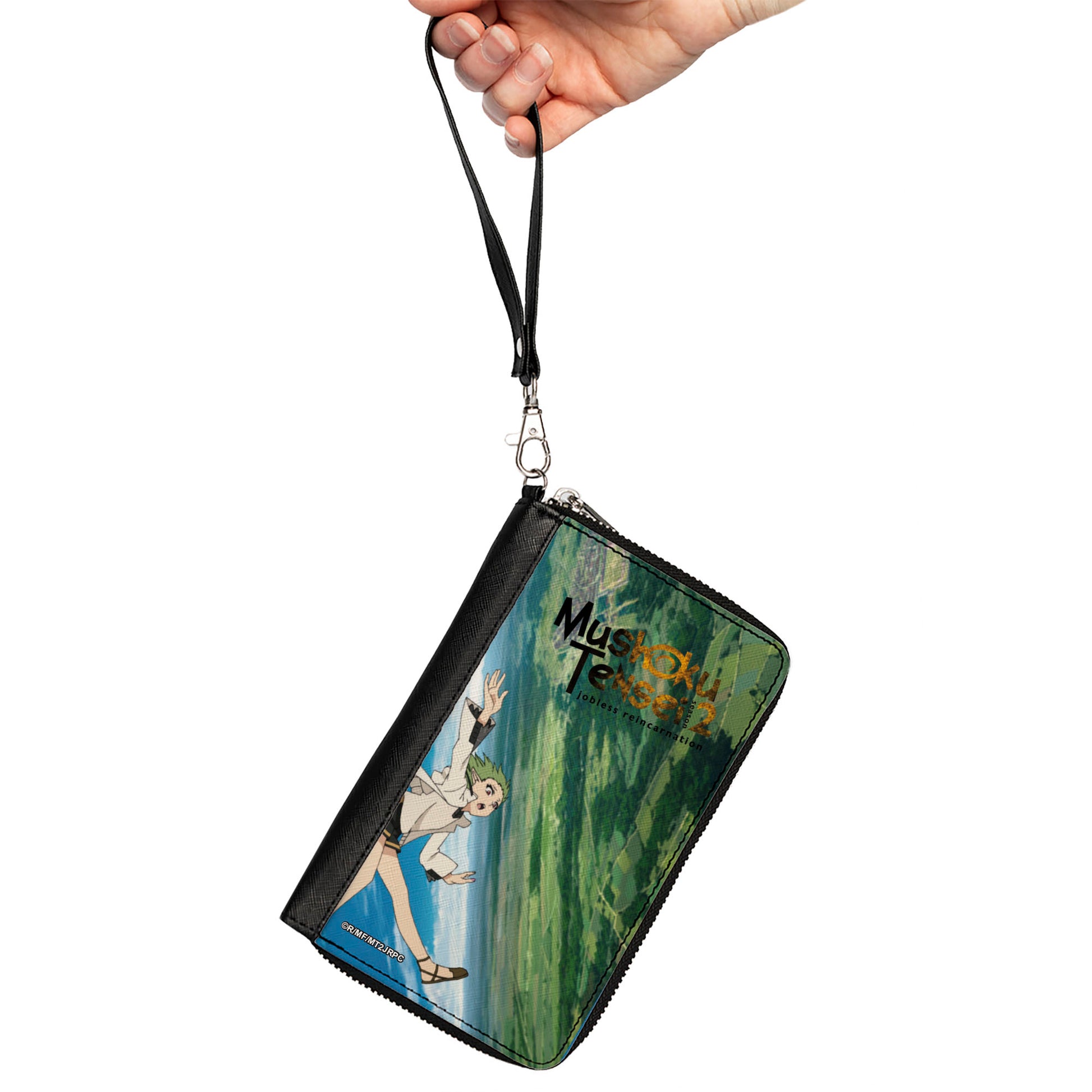 PU Zip Around Wallet Rectangle - MUSHOKU TENSEI Sylphiette Teleport Fall Scene and Title Logo Clutch Zip Around Wallets Mushoku Tensei Jobless Reincarnation
