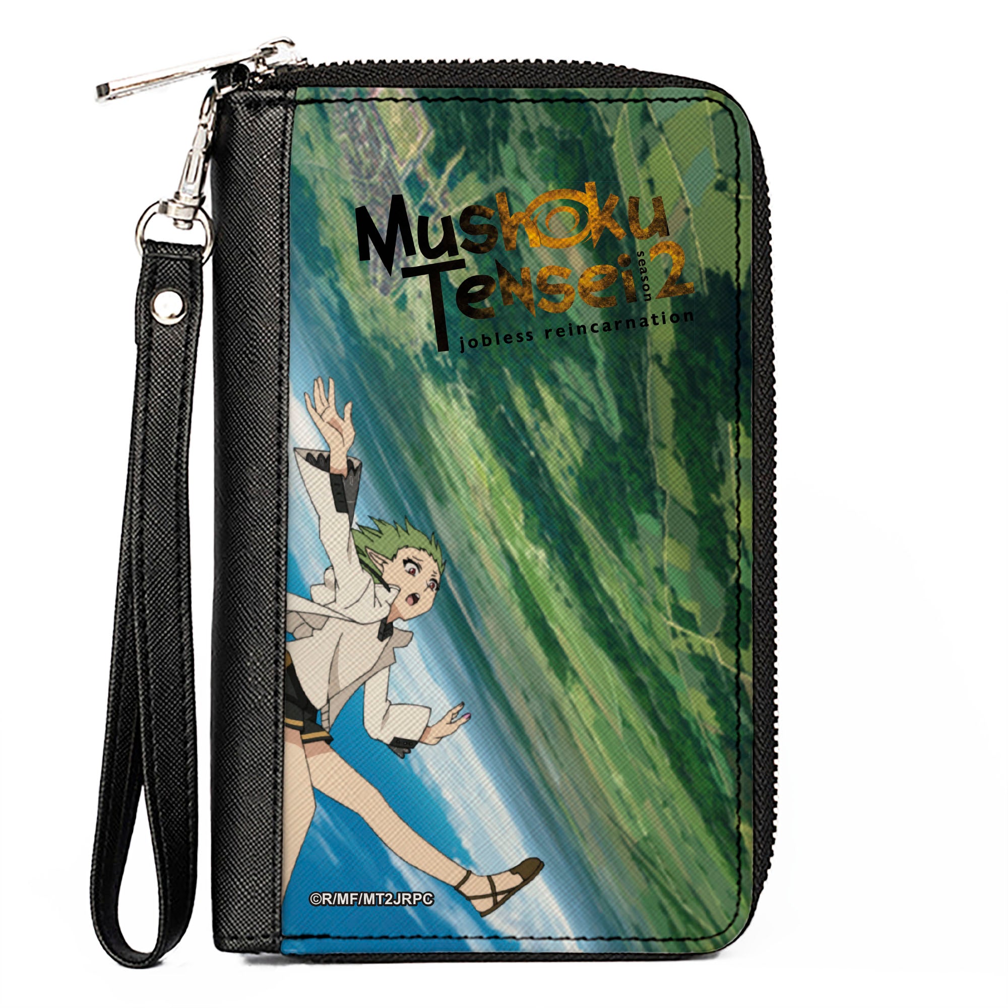 PU Zip Around Wallet Rectangle - MUSHOKU TENSEI Sylphiette Teleport Fall Scene and Title Logo Clutch Zip Around Wallets Mushoku Tensei Jobless Reincarnation