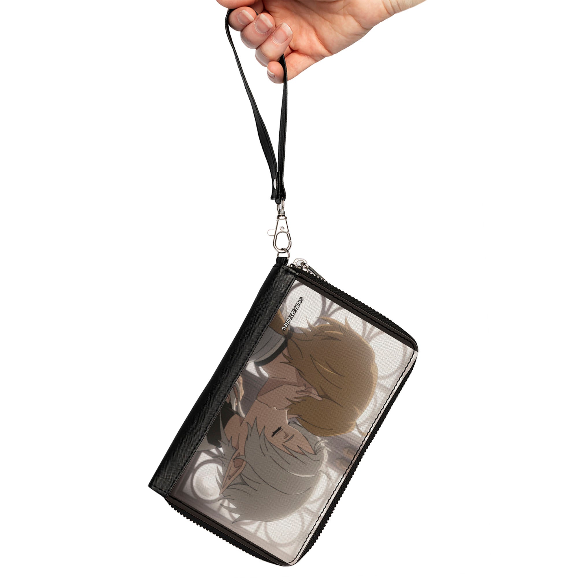 PU Zip Around Wallet Rectangle - Mushoku Tensei Rudeus Greyrat and Sylphiette Kiss Scene Clutch Zip Around Wallets Mushoku Tensei Jobless Reincarnation