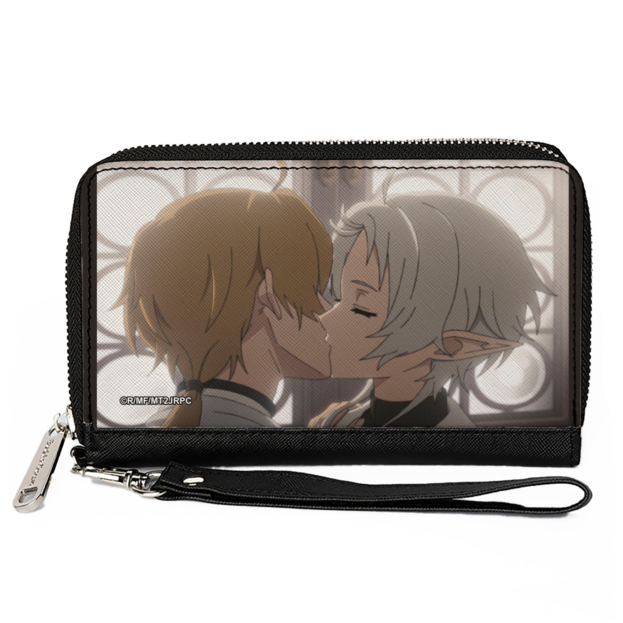 PU Zip Around Wallet Rectangle - Mushoku Tensei Rudeus Greyrat and Sylphiette Kiss Scene Clutch Zip Around Wallets Mushoku Tensei Jobless Reincarnation