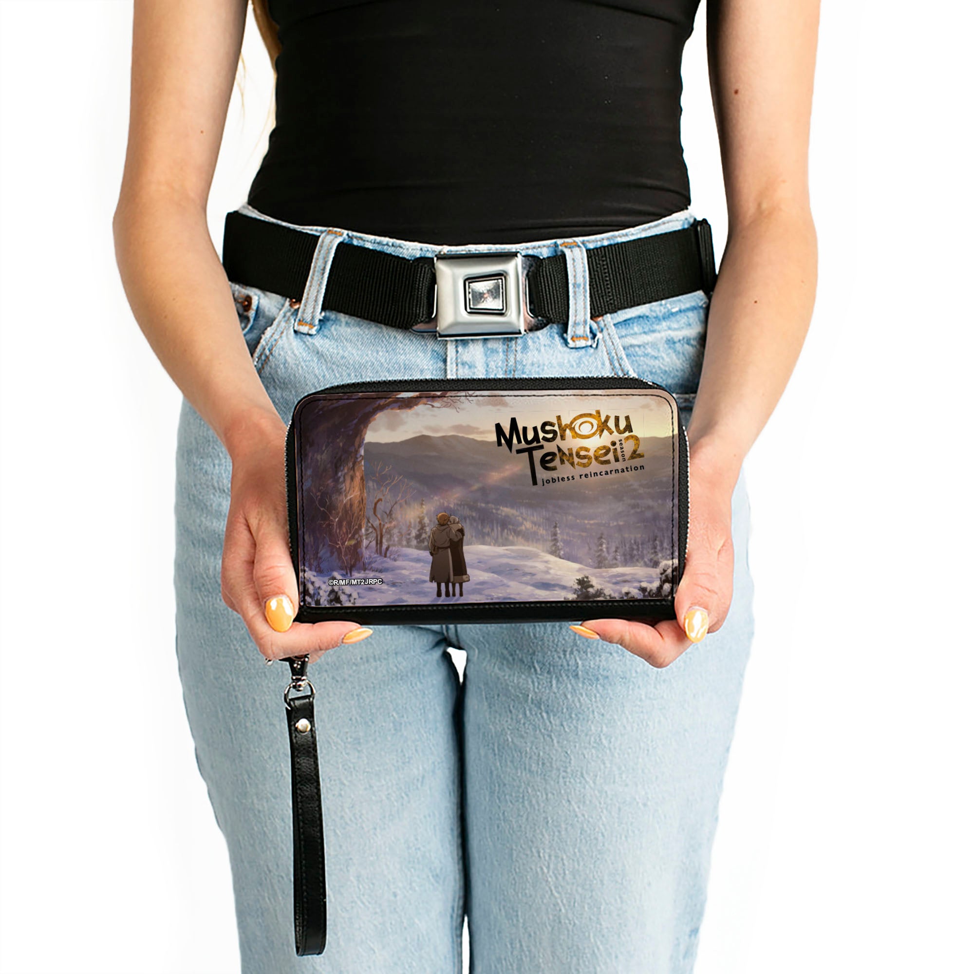 PU Zip Around Wallet Rectangle - MUSHOKU TENSEI Rudeus Greyrat and Sylphiette Snowy Forest Scene Clutch Zip Around Wallets Mushoku Tensei Jobless Reincarnation