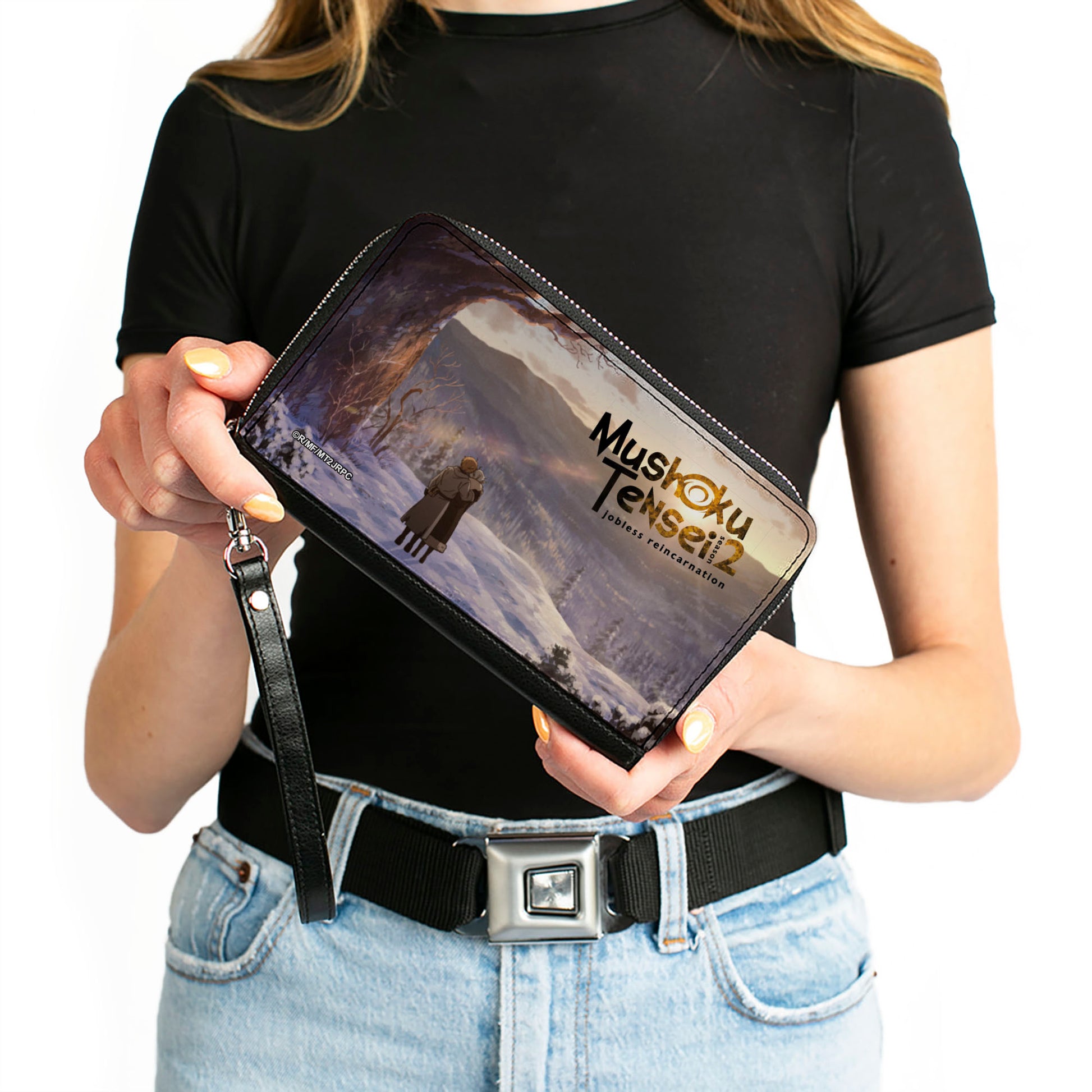 PU Zip Around Wallet Rectangle - MUSHOKU TENSEI Rudeus Greyrat and Sylphiette Snowy Forest Scene Clutch Zip Around Wallets Mushoku Tensei Jobless Reincarnation