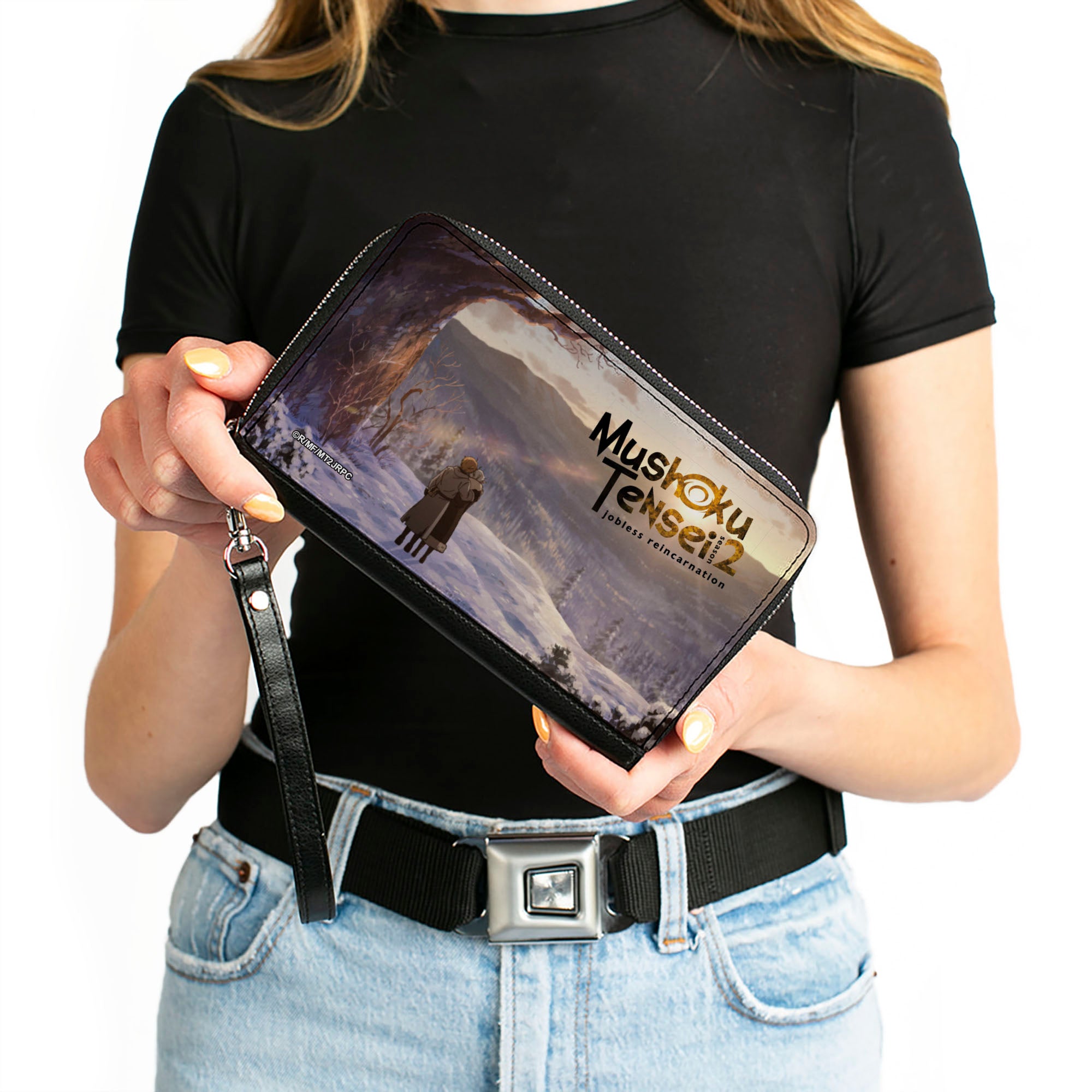 PU Zip Around Wallet Rectangle - MUSHOKU TENSEI Rudeus Greyrat and Sylphiette Snowy Forest Scene Clutch Zip Around Wallets Mushoku Tensei Jobless Reincarnation