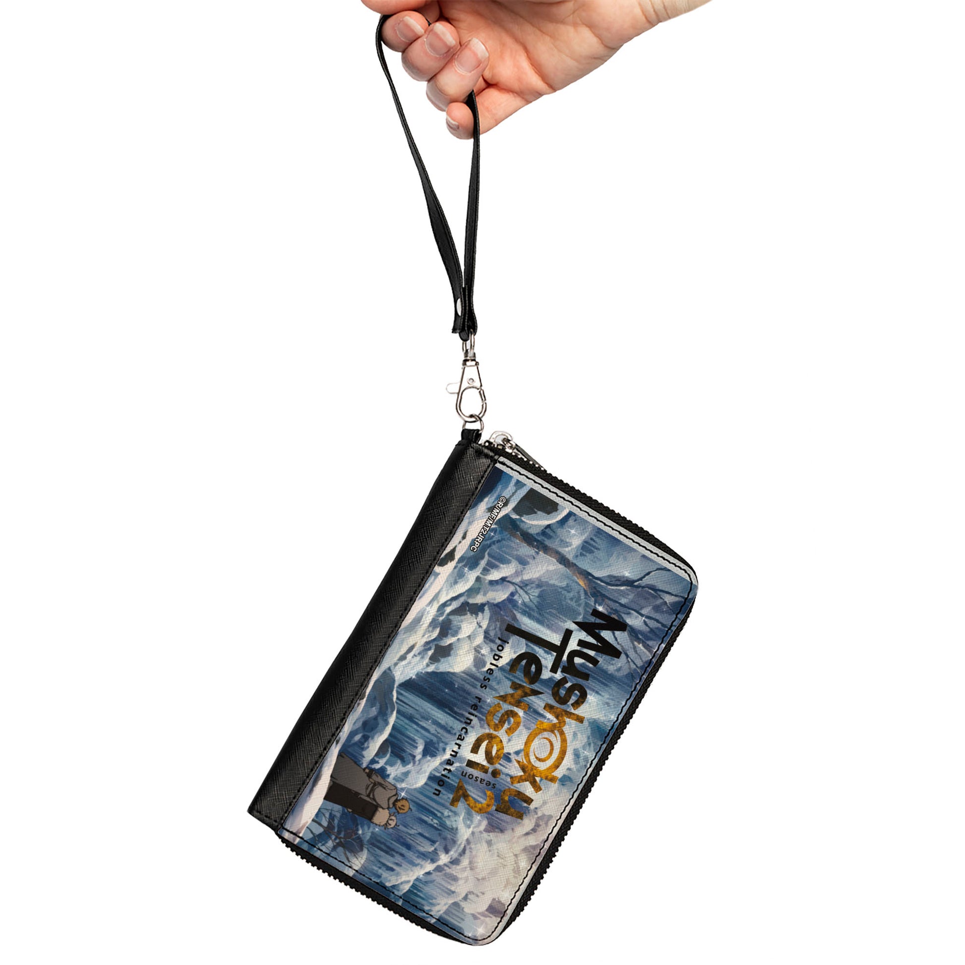PU Zip Around Wallet Rectangle - MUSHOKU TENSEI Rudeus Greyrat and Sylphiette Winter Scene Clutch Zip Around Wallets Mushoku Tensei Jobless Reincarnation