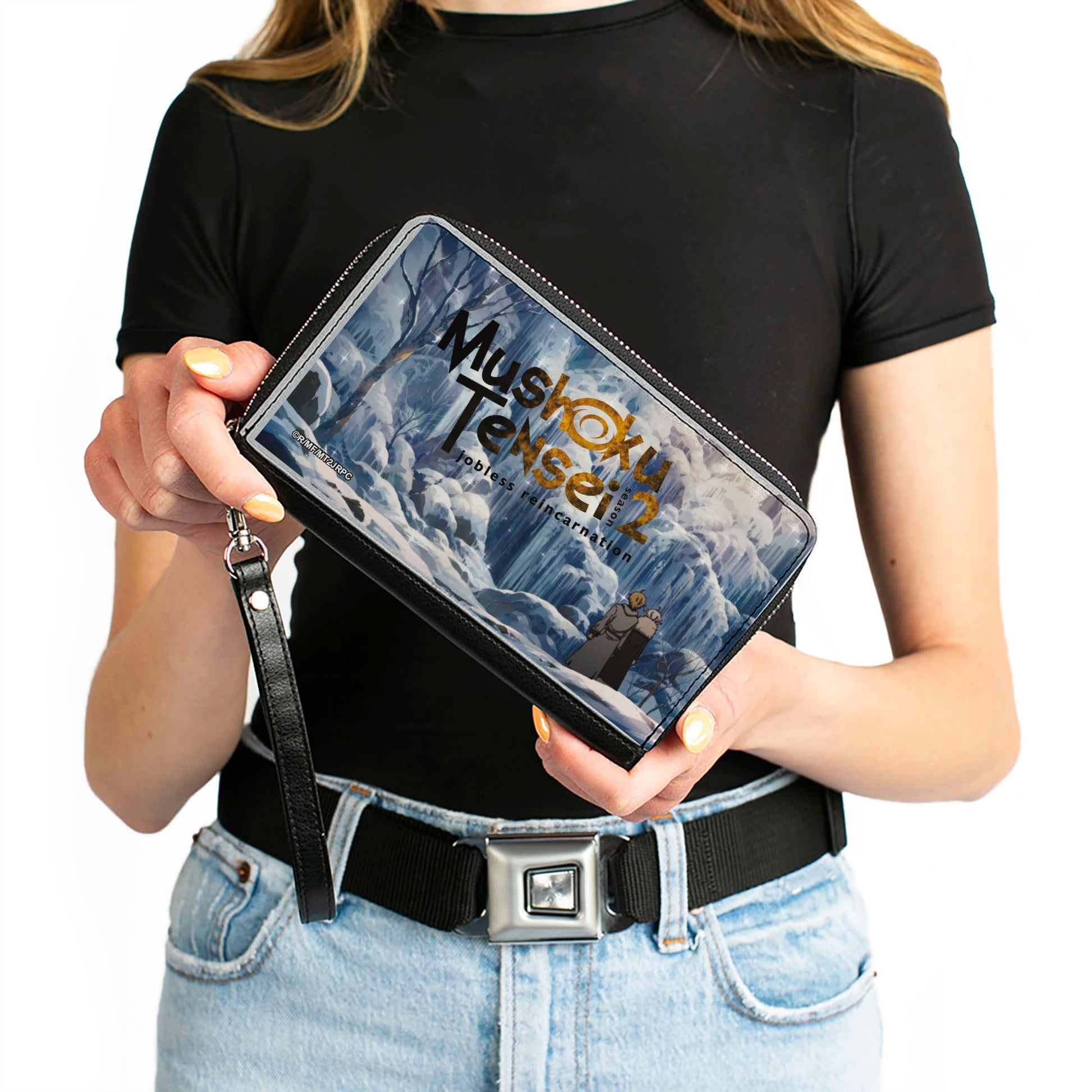 PU Zip Around Wallet Rectangle - MUSHOKU TENSEI Rudeus Greyrat and Sylphiette Winter Scene Clutch Zip Around Wallets Mushoku Tensei Jobless Reincarnation