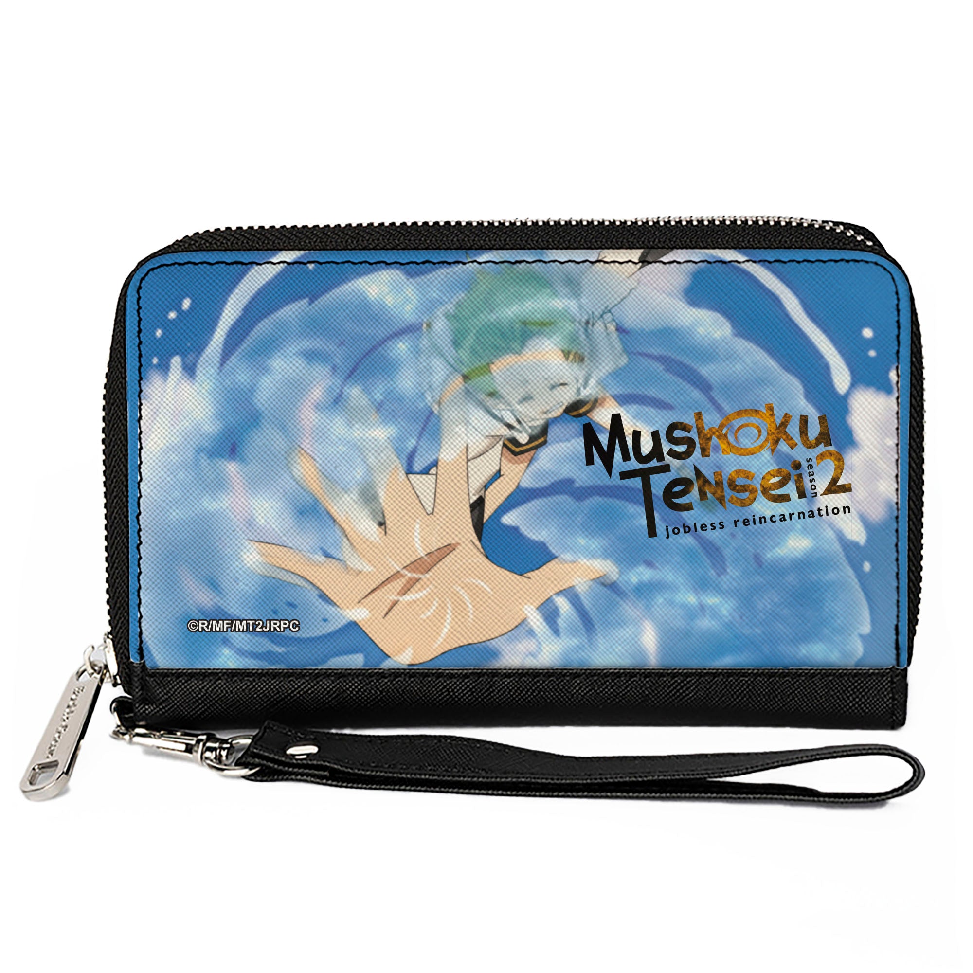 PU Zip Around Wallet Rectangle - MUSHOKU TENSEI Sylphiette Releasing Water Scene Blues Clutch Zip Around Wallets Mushoku Tensei Jobless Reincarnation