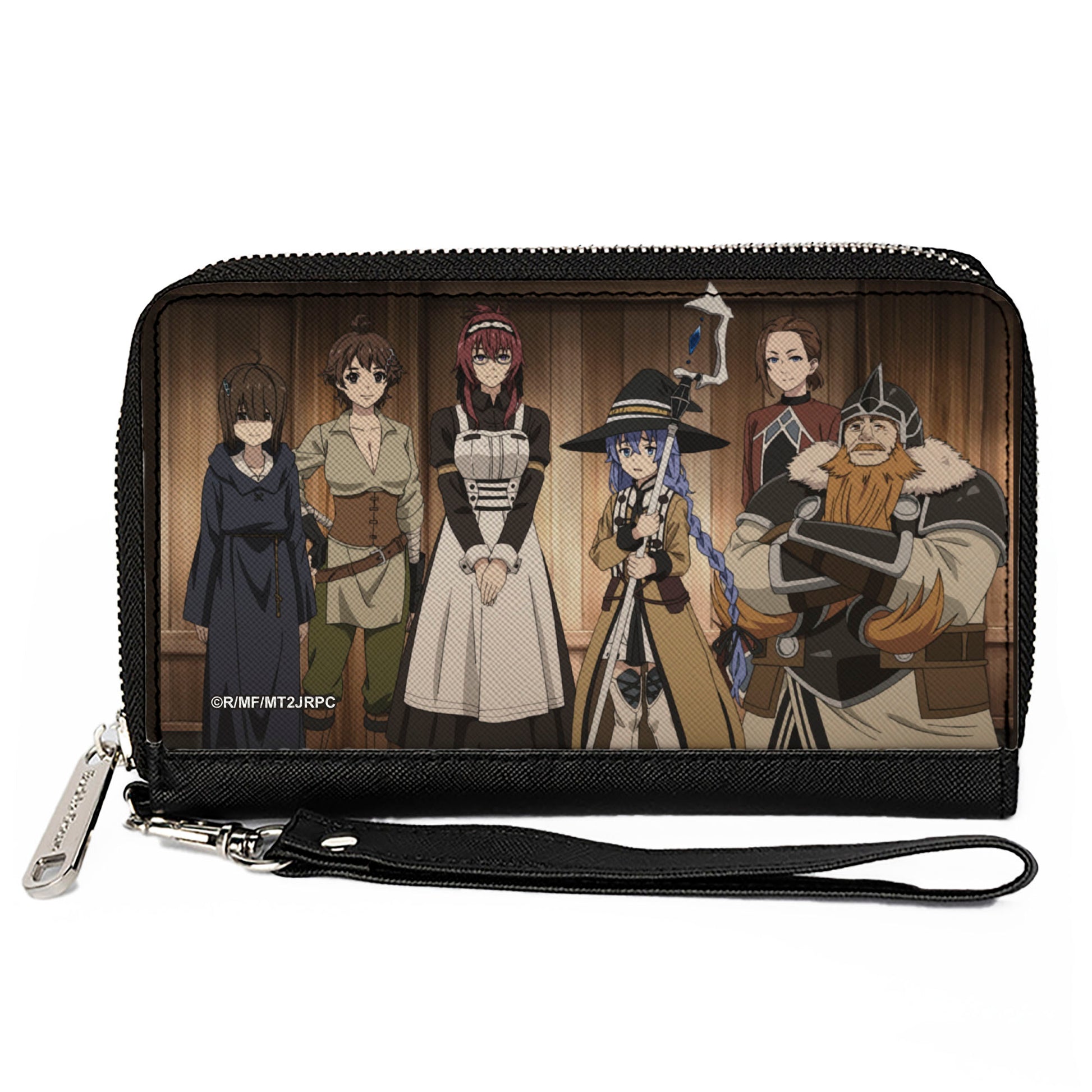 PU Zip Around Wallet Rectangle - Mushoku Tensei Roxy and Five Character Reunion Group Pose Clutch Zip Around Wallets Mushoku Tensei Jobless Reincarnation