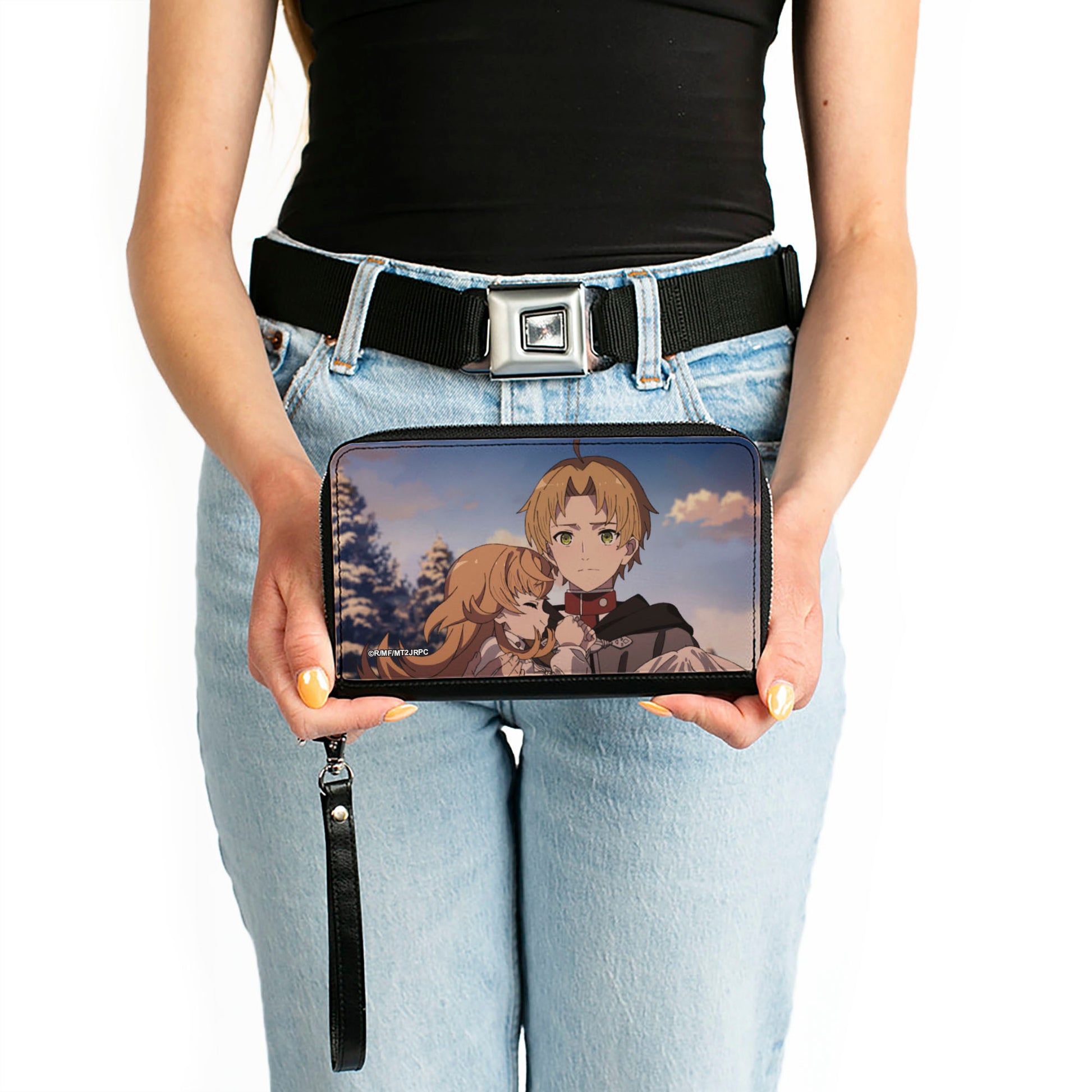PU Zip Around Wallet Rectangle - Mushoku Tensei Rudeus Greyrat Carrying Juliette Scene Clutch Zip Around Wallets Mushoku Tensei Jobless Reincarnation