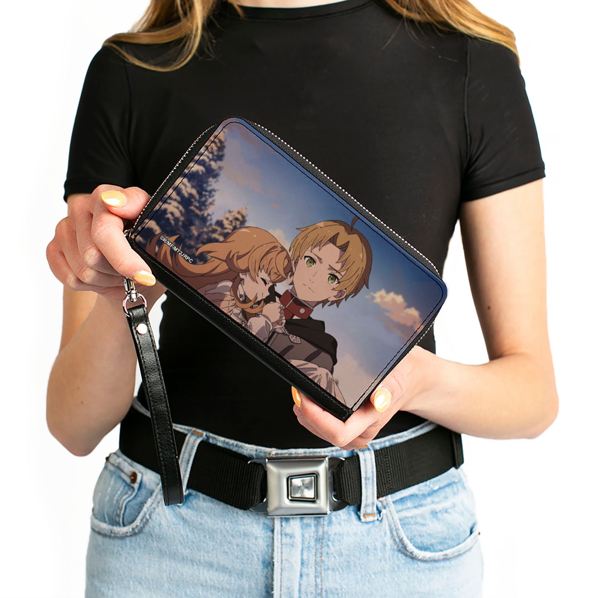 PU Zip Around Wallet Rectangle - Mushoku Tensei Rudeus Greyrat Carrying Juliette Scene Clutch Zip Around Wallets Mushoku Tensei Jobless Reincarnation
