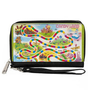 PU Zip Around Wallet Rectangle - CANDY LAND Game Board Layout Clutch Zip Around Wallets Candy Land