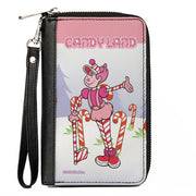 PU Zip Around Wallet Rectangle - CANDY LAND Mr. Mint Peppermint Forest Pose Multi Color Clutch Zip Around Wallets Candy Land