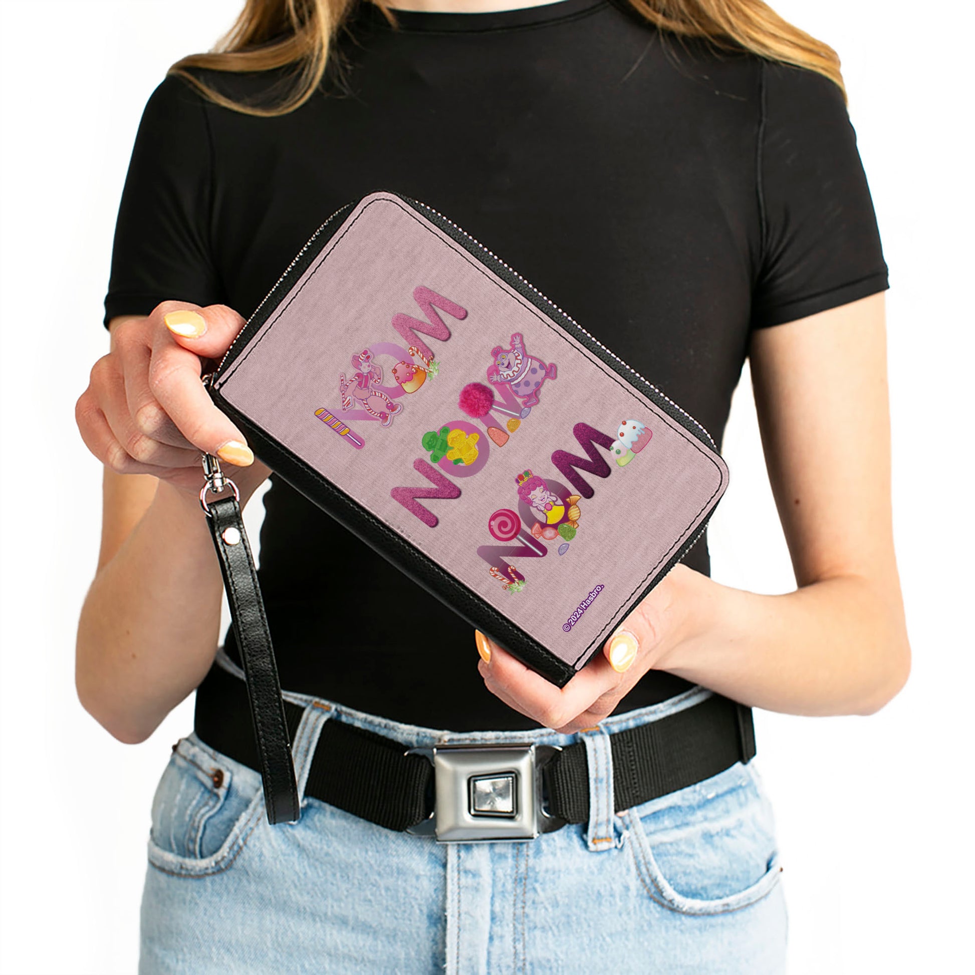 PU Zip Around Wallet Rectangle - Candy Land NOM NOM NOM Characters and Candy Pinks Clutch Zip Around Wallets Candy Land