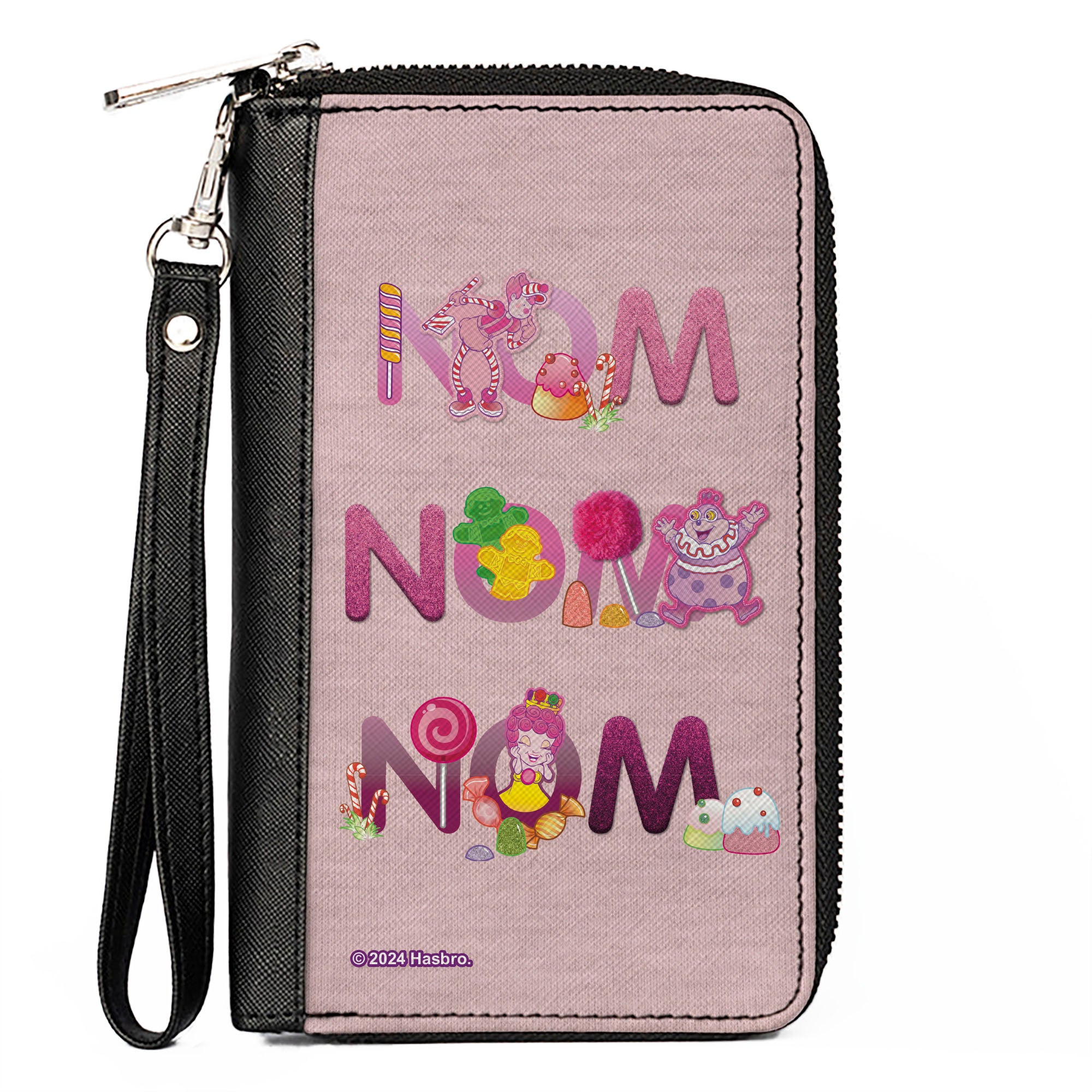 PU Zip Around Wallet Rectangle - Candy Land NOM NOM NOM Characters and Candy Pinks Clutch Zip Around Wallets Candy Land