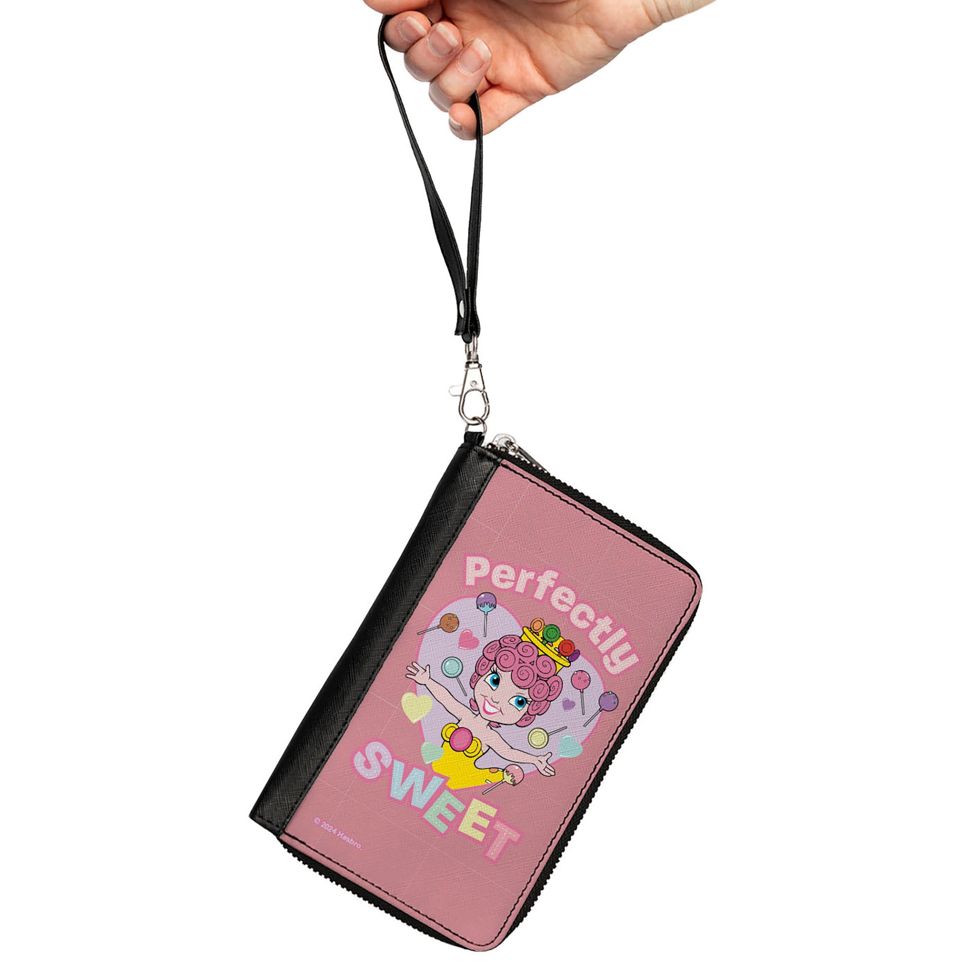 PU Zip Around Wallet Rectangle - Candy Land PERFECTLY SWEET Princess Lolly Heart Pose Pinks Clutch Zip Around Wallets Candy Land