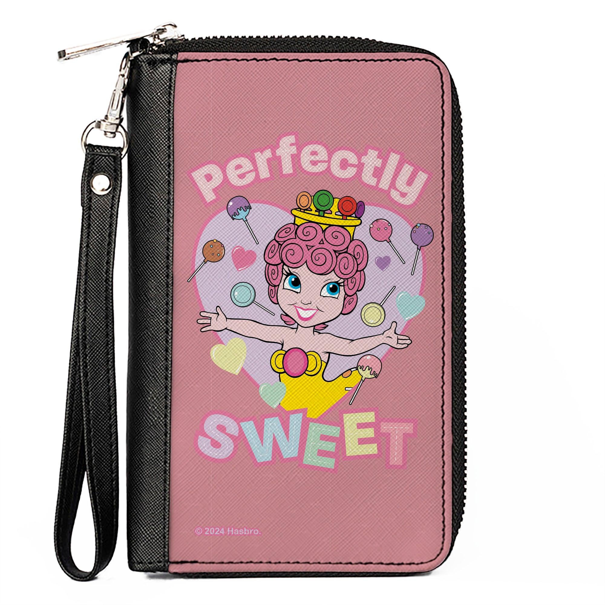 PU Zip Around Wallet Rectangle - Candy Land PERFECTLY SWEET Princess Lolly Heart Pose Pinks Clutch Zip Around Wallets Candy Land