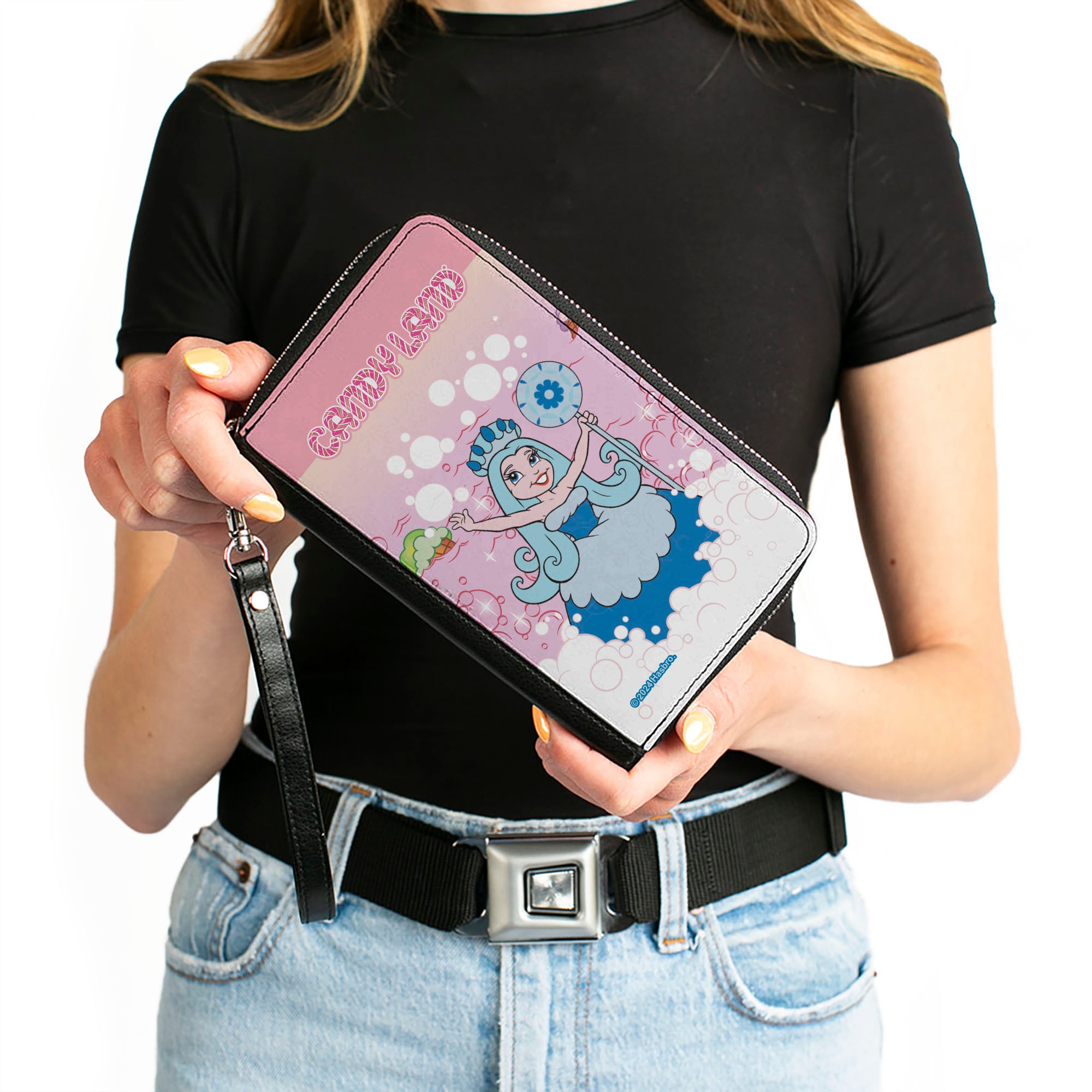 PU Zip Around Wallet Rectangle - CANDY LAND Queen Frostine Ice Cream Sea Pose Pinks Clutch Zip Around Wallets Candy Land