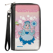 PU Zip Around Wallet Rectangle - CANDY LAND Queen Frostine Ice Cream Sea Pose Pinks Clutch Zip Around Wallets Candy Land