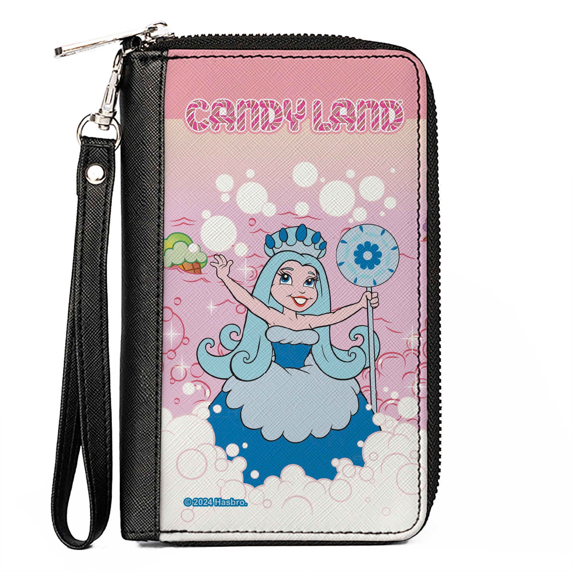 PU Zip Around Wallet Rectangle - CANDY LAND Queen Frostine Ice Cream Sea Pose Pinks Clutch Zip Around Wallets Candy Land