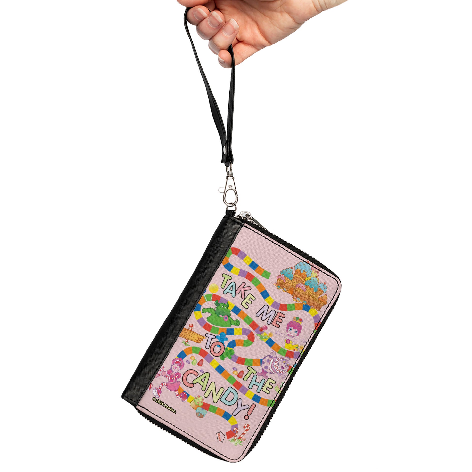 PU Zip Around Wallet Rectangle - Candy Land TAKE ME TO THE CANDY Character Collage Pink/Multi Color Clutch Zip Around Wallets Candy Land