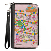 PU Zip Around Wallet Rectangle - Candy Land TAKE ME TO THE CANDY Character Collage Pink/Multi Color Clutch Zip Around Wallets Candy Land